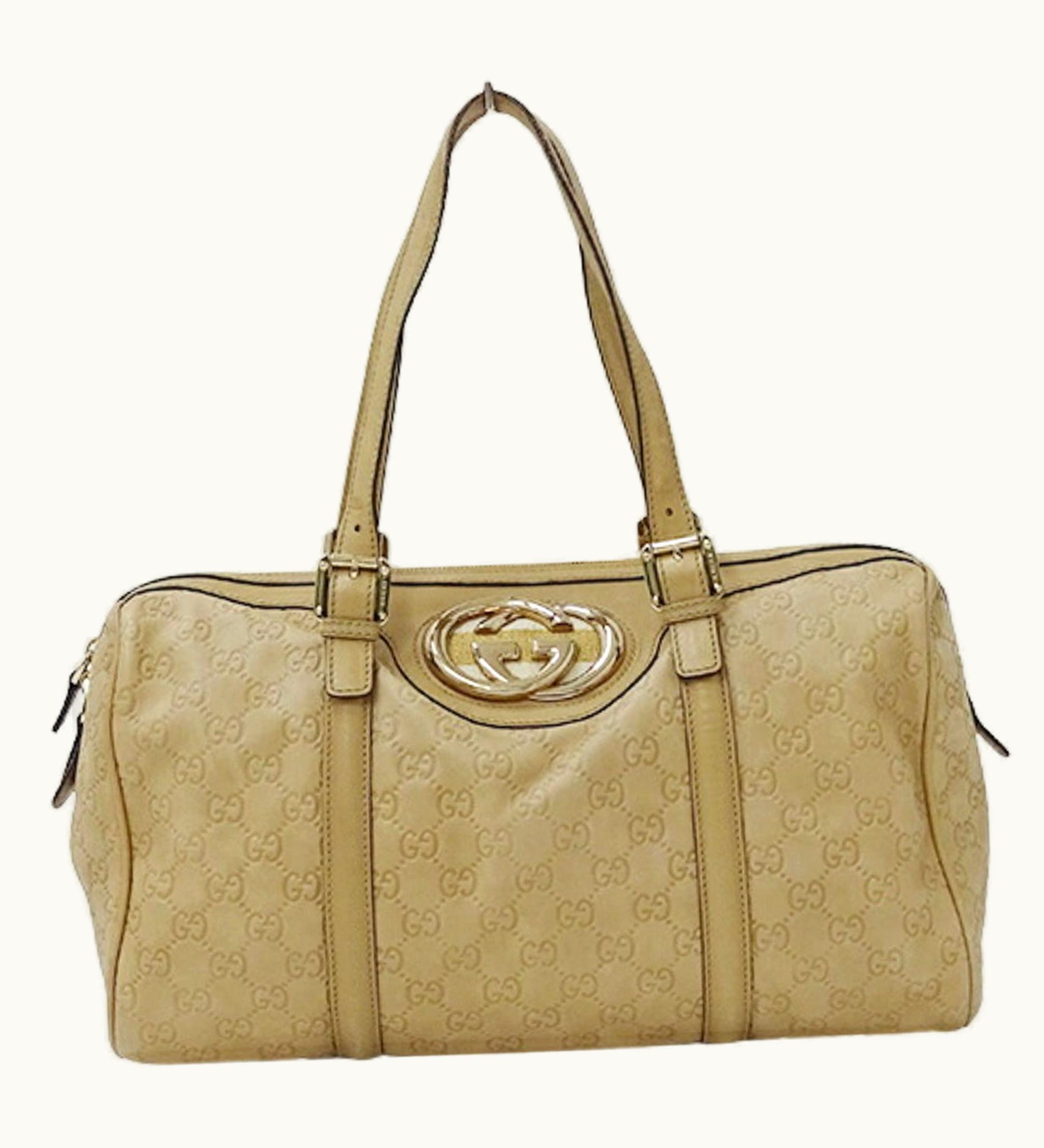 Gucci Gucci Bag Ladies Shoulder Striped Interlocking Leather Beige 170010