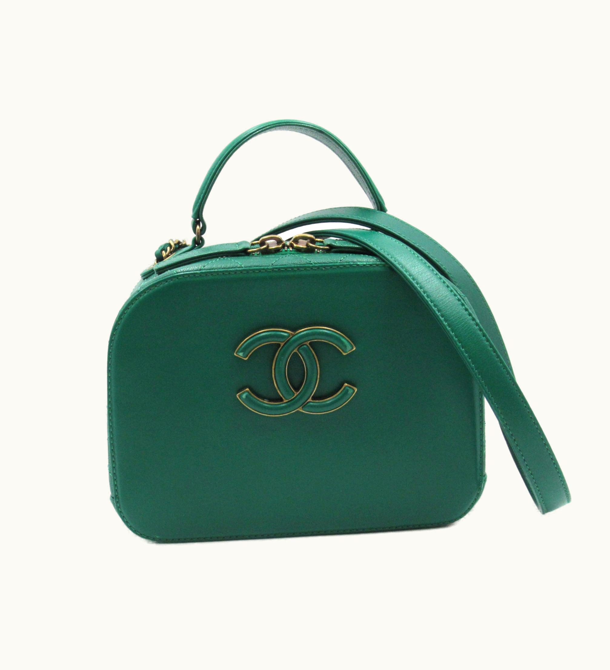 Chanel Chanel Coco Mark Top Handle 2Way Camera Bag Green Calfskin [Cowhide]