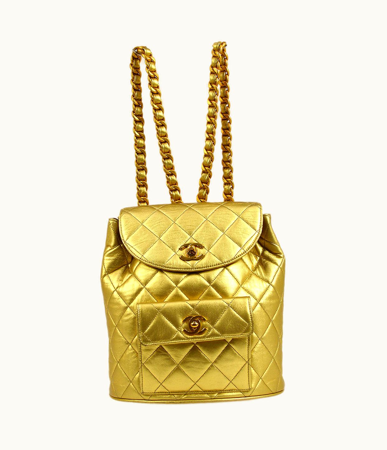 Chanel Chanel 1991-1994 Duma Backpack Medium Gold Lambskin 34093
