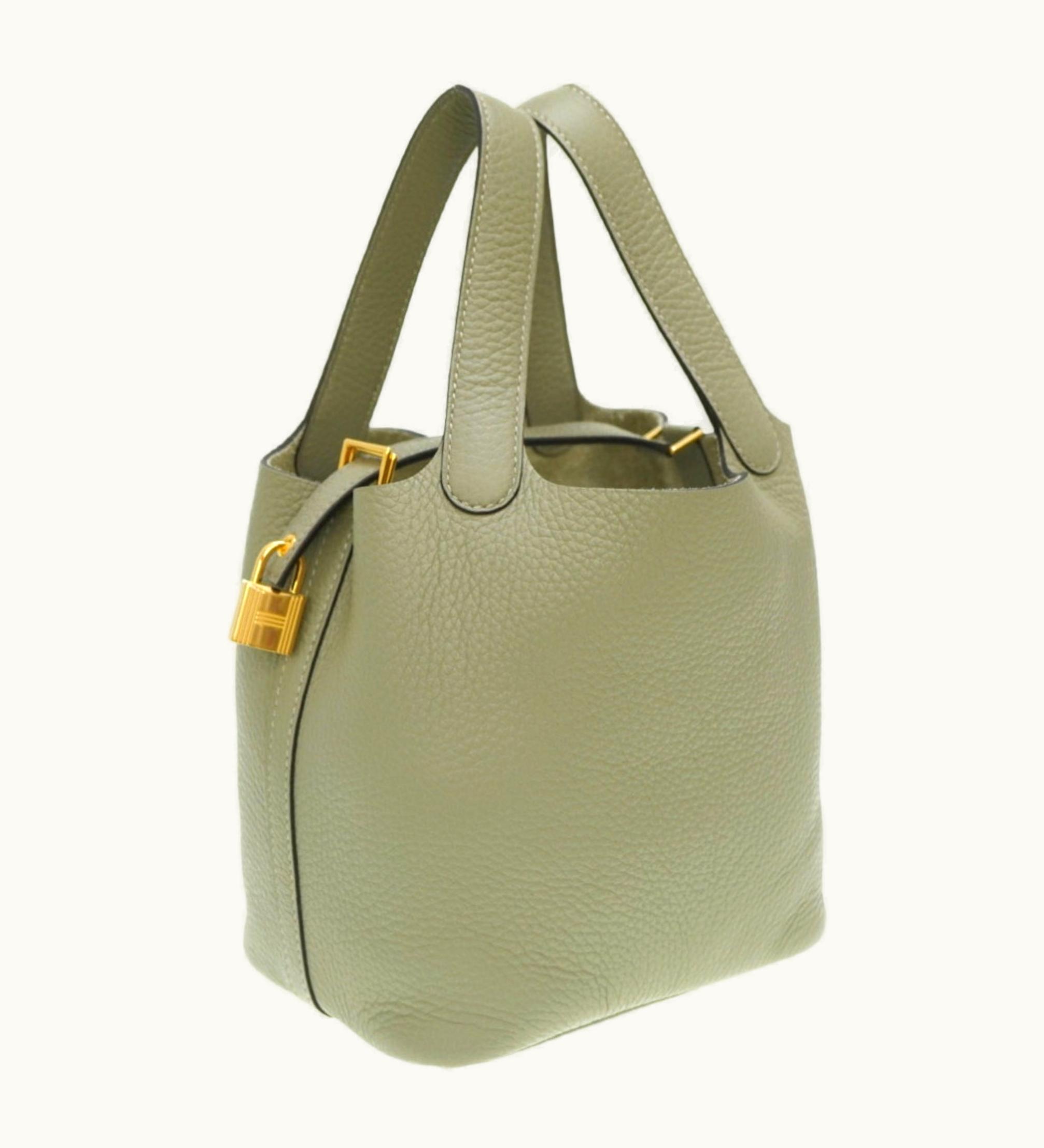 Hermès Hermès Picotin Lock PM B Engraved [Made In 2023] Taurillon Clemence Sage/Sauze Handbag