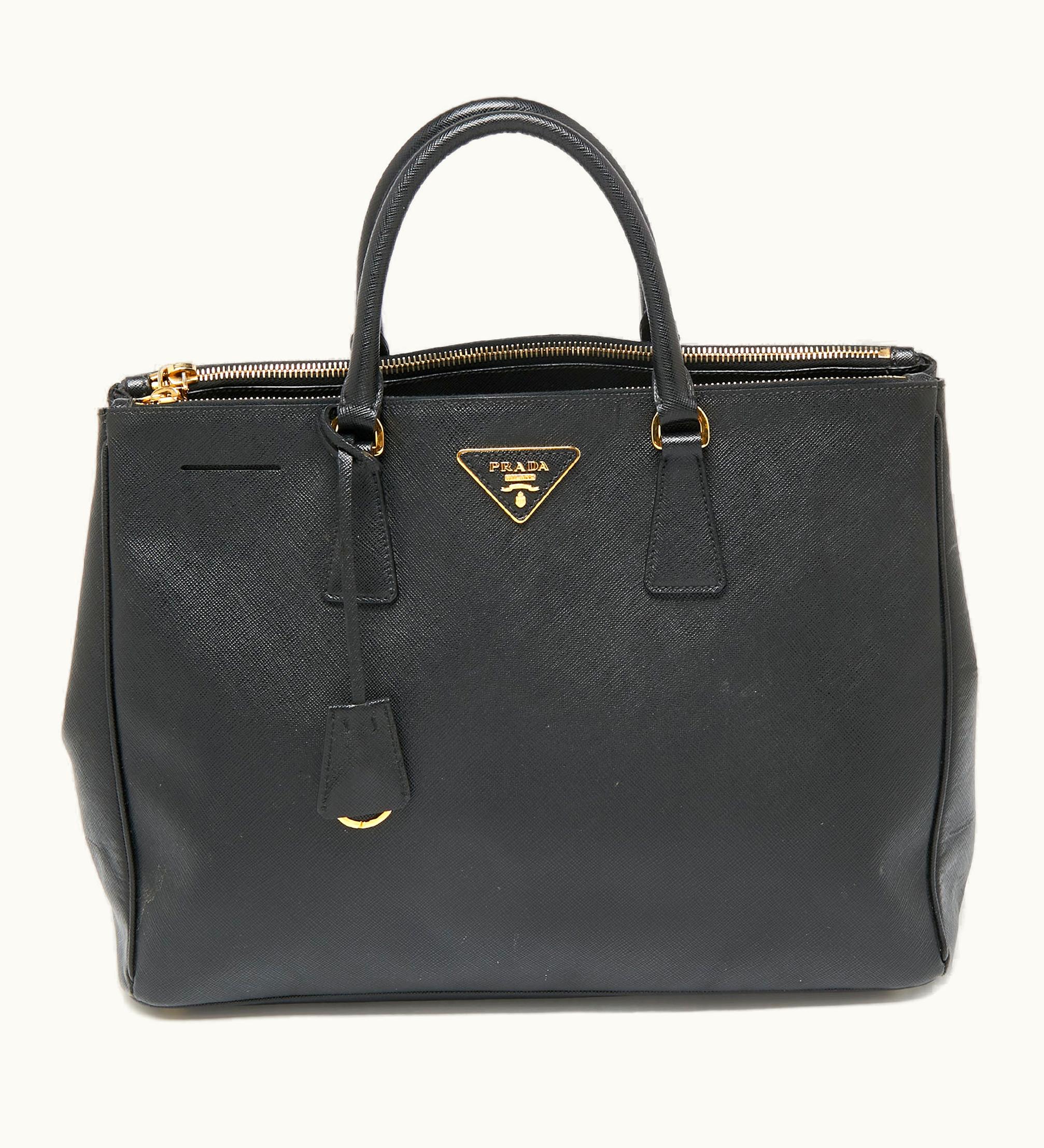 Prada Prada Black Saffiano Leather Large Galleria Double Zip Tote