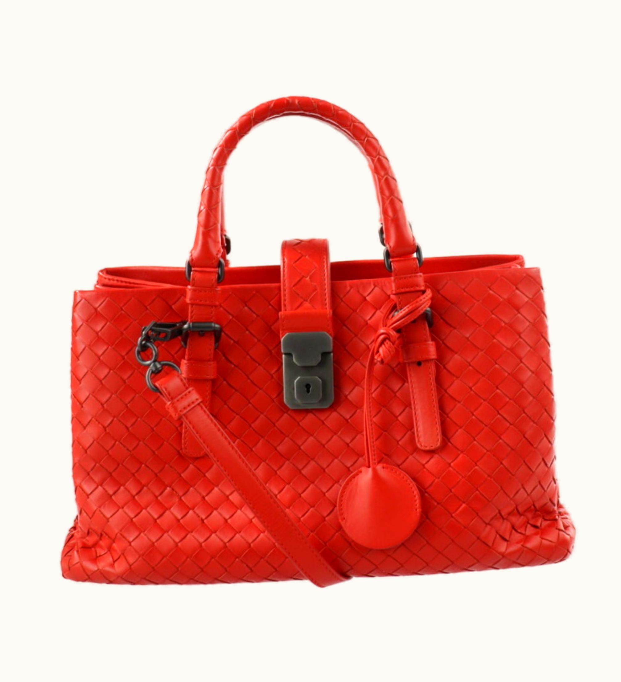 Bottega Veneta Bottega Veneta Small Rome Bag Intrecciato Handbag 337303 Calf Leather Red 2Way Shoulder Tote