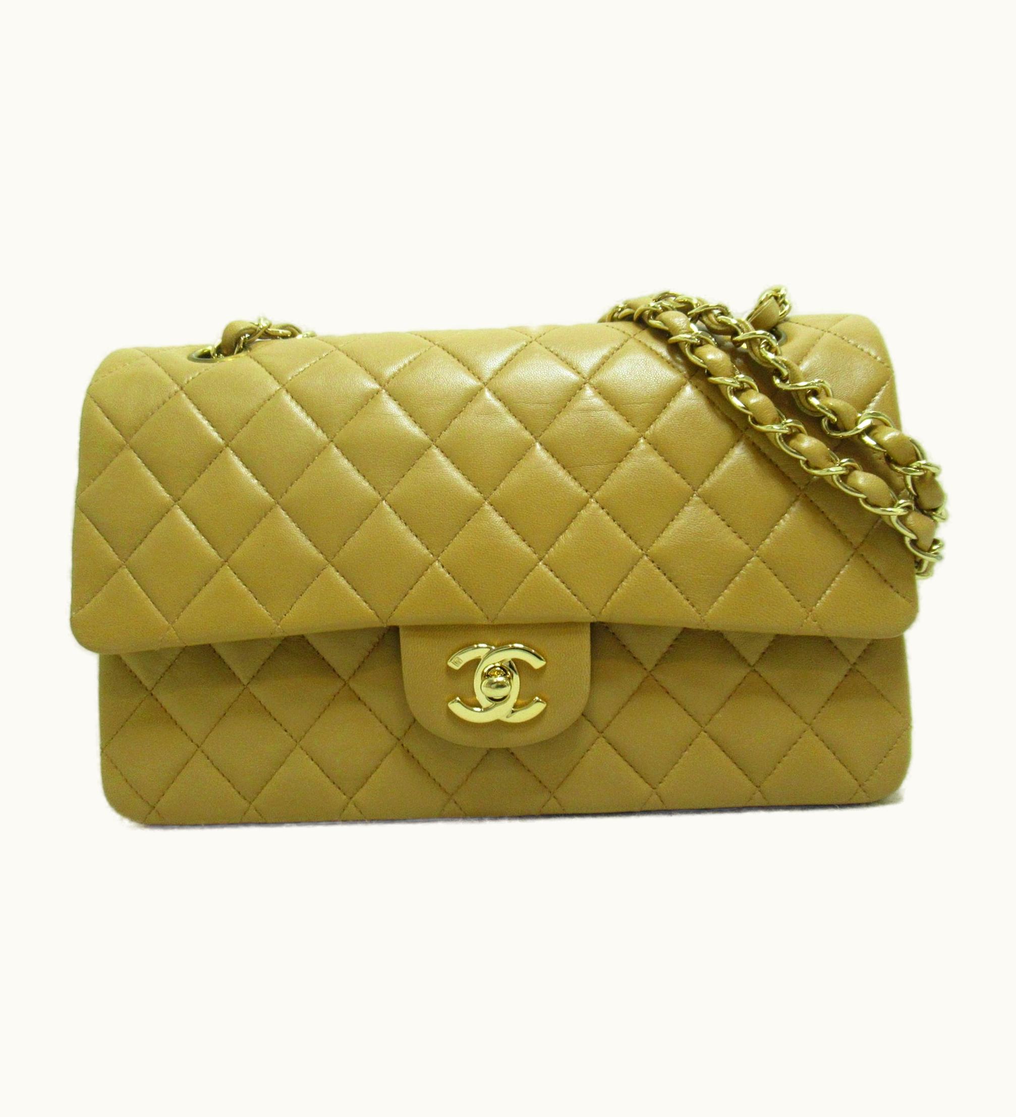 Chanel Chanel Matelasse W-Flap Chainshoulder Bag Beige Camel Lambskin [Sheep Leather]