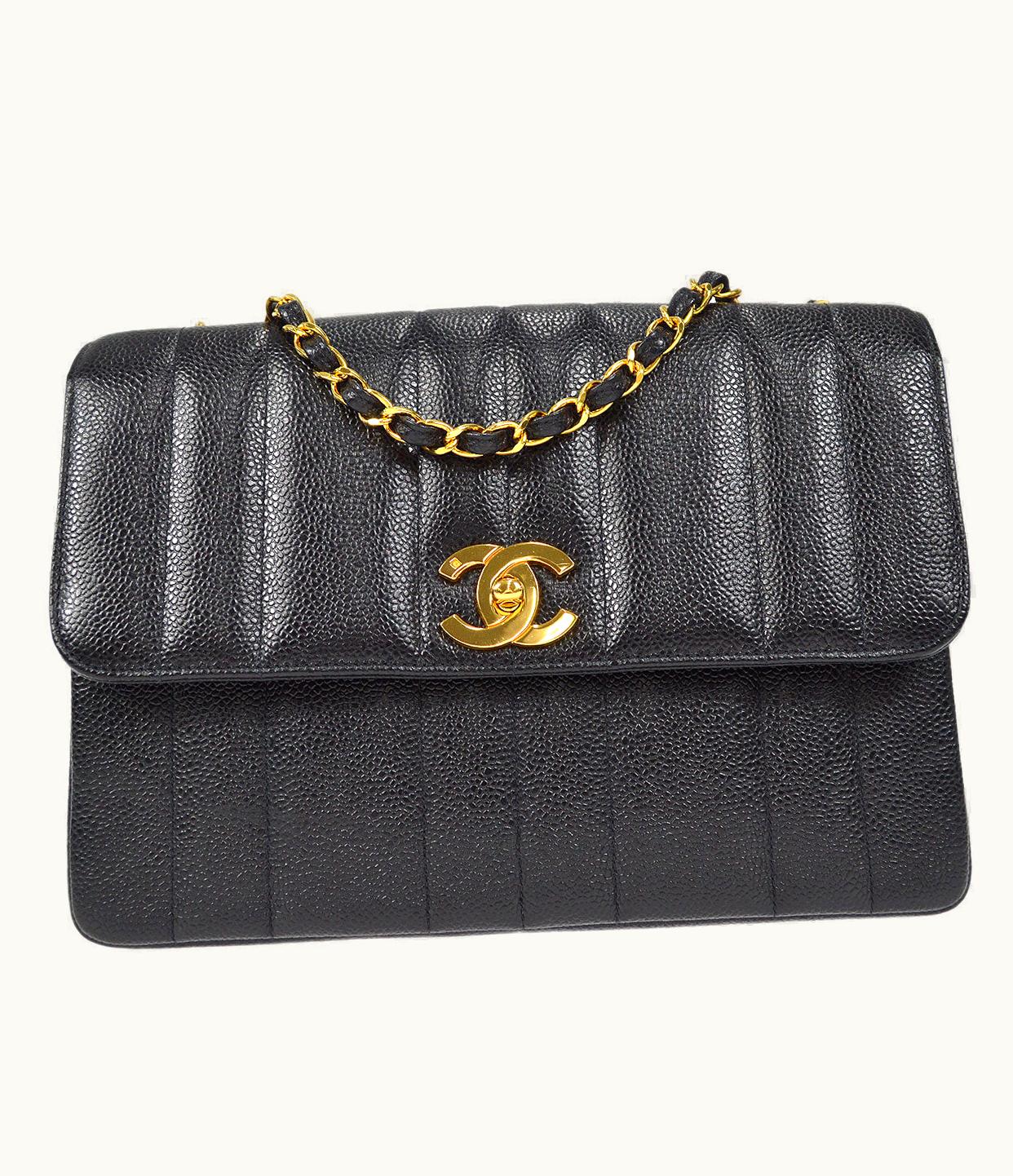 Chanel Chanel Classic Flap Mademoiselle Double Chain Shoulder Bag Black Caviar 48745