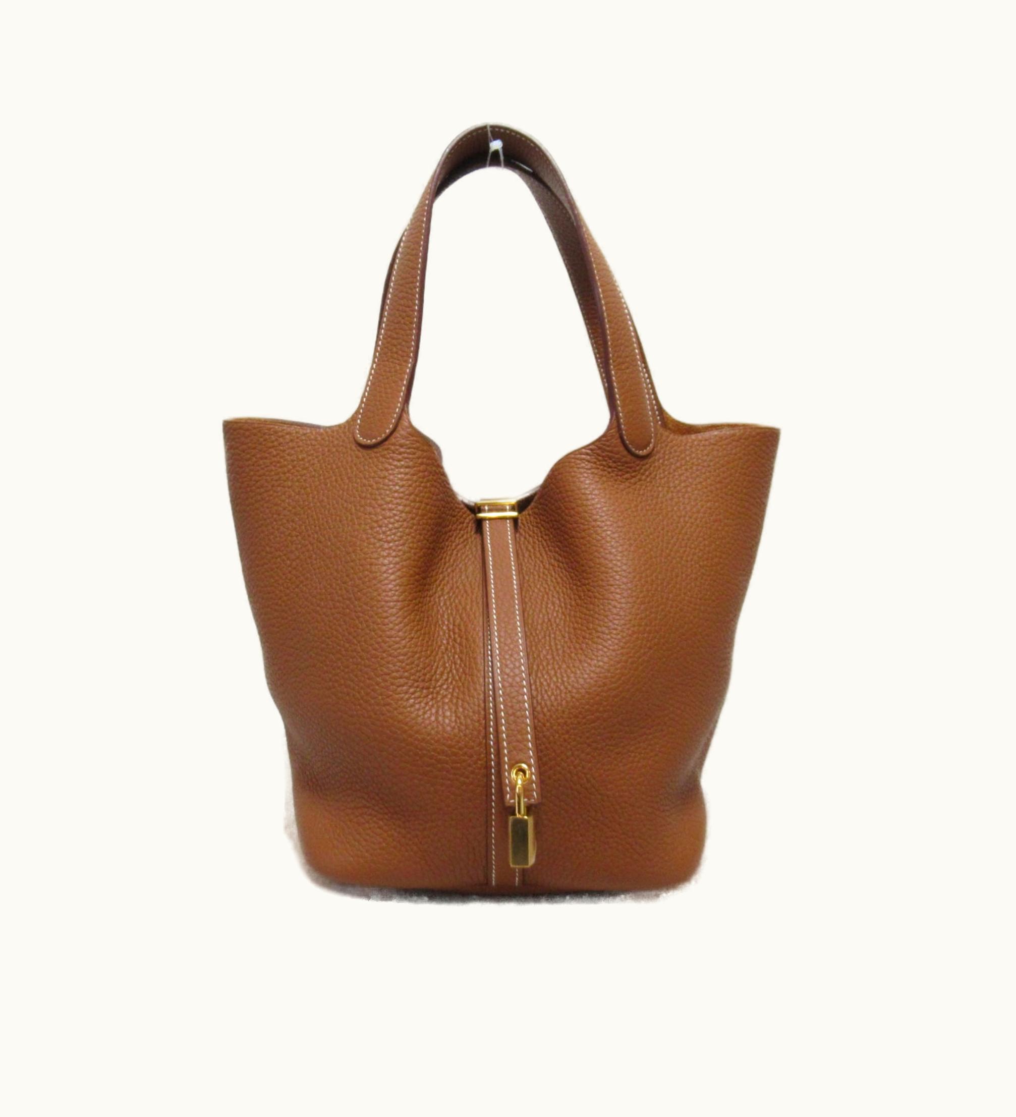 Hermès Hermès Picotin Lock MM Tote Bag Brown Gold Taurillon Clemence Leather