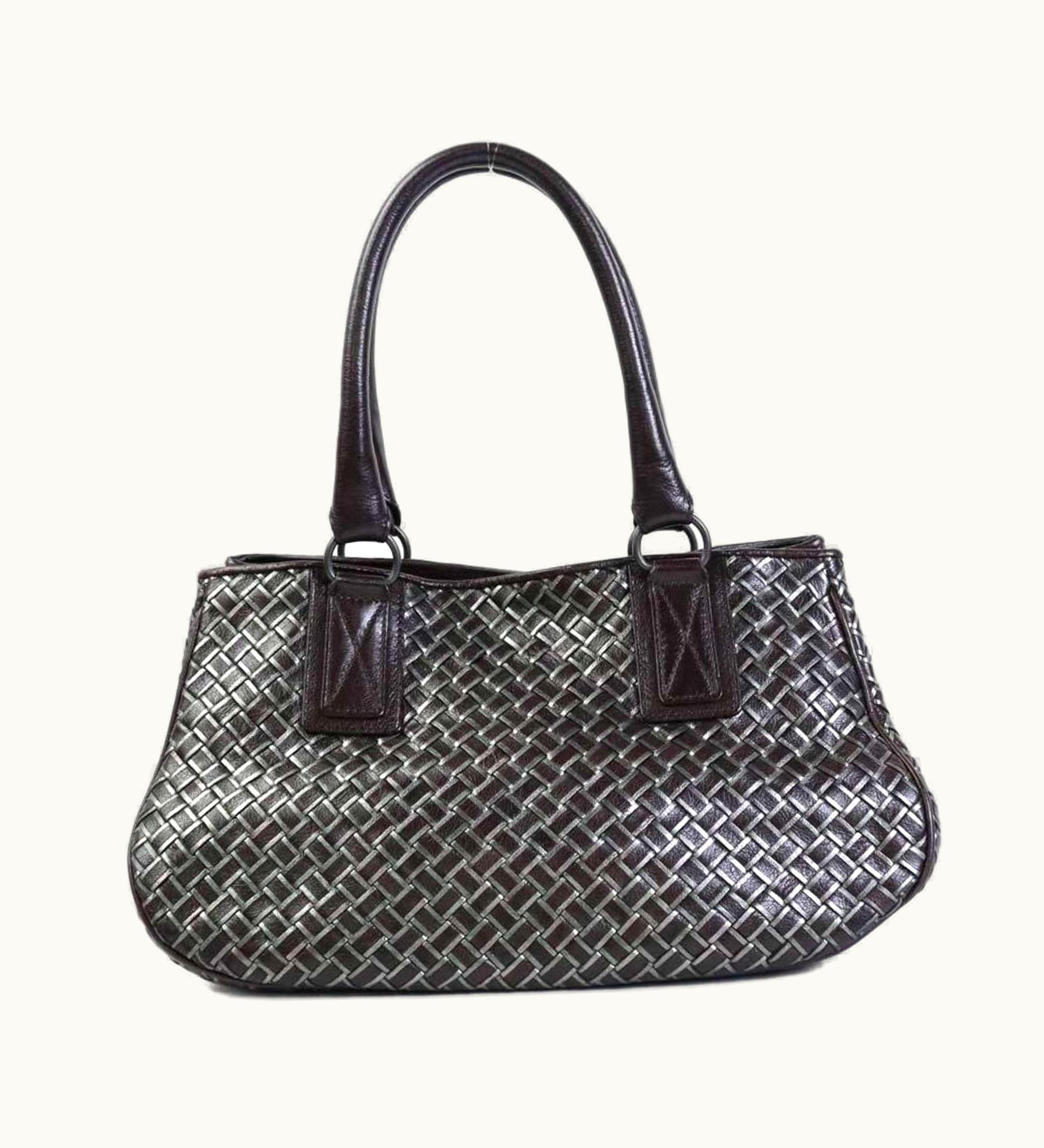 Bottega Veneta Bottega Veneta Bottegaveneta Handbag Intrecciato Leather Dark Brown/Gray Ladies