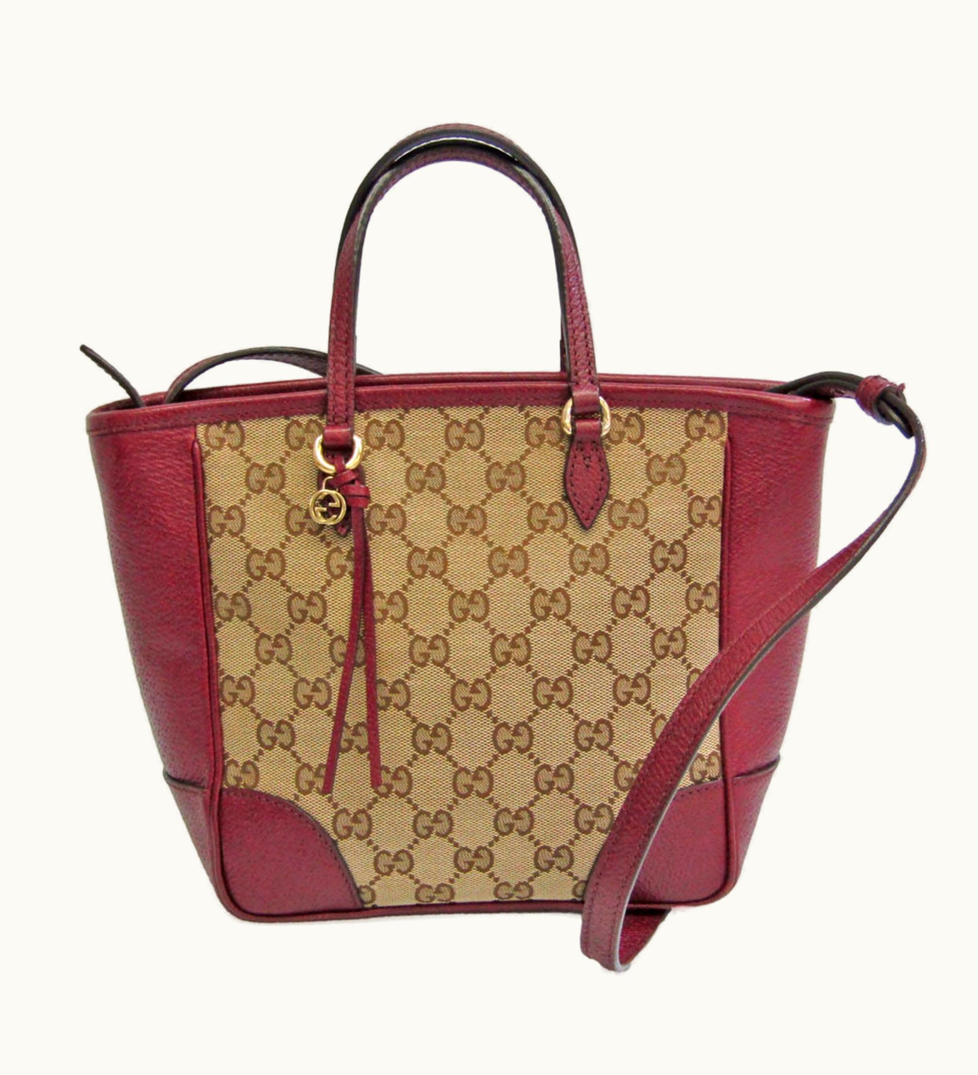 Gucci Gucci GG Canvas Bree Small 353121 Women's GG Canvas, Leather Handbag, Shoulder Bag Beige, Bordeaux