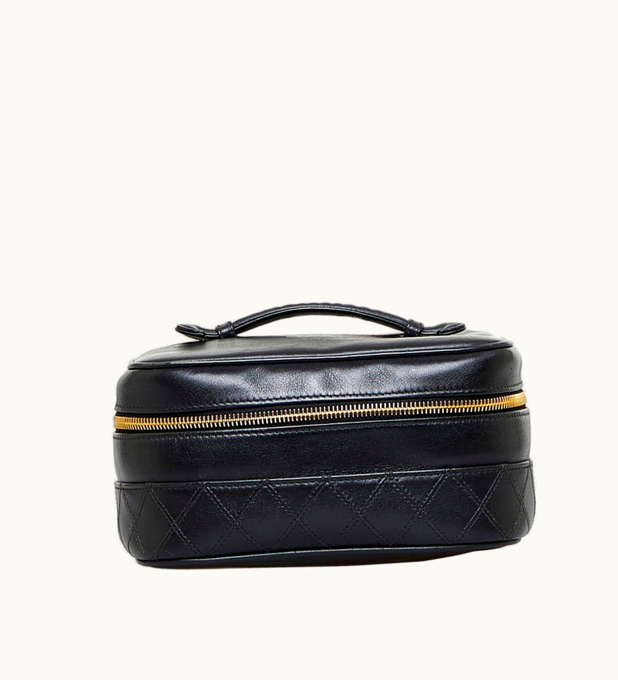 Chanel Chanel Cocomark Bicolore Vanity Bag Handbag Black Lambskin Ladies