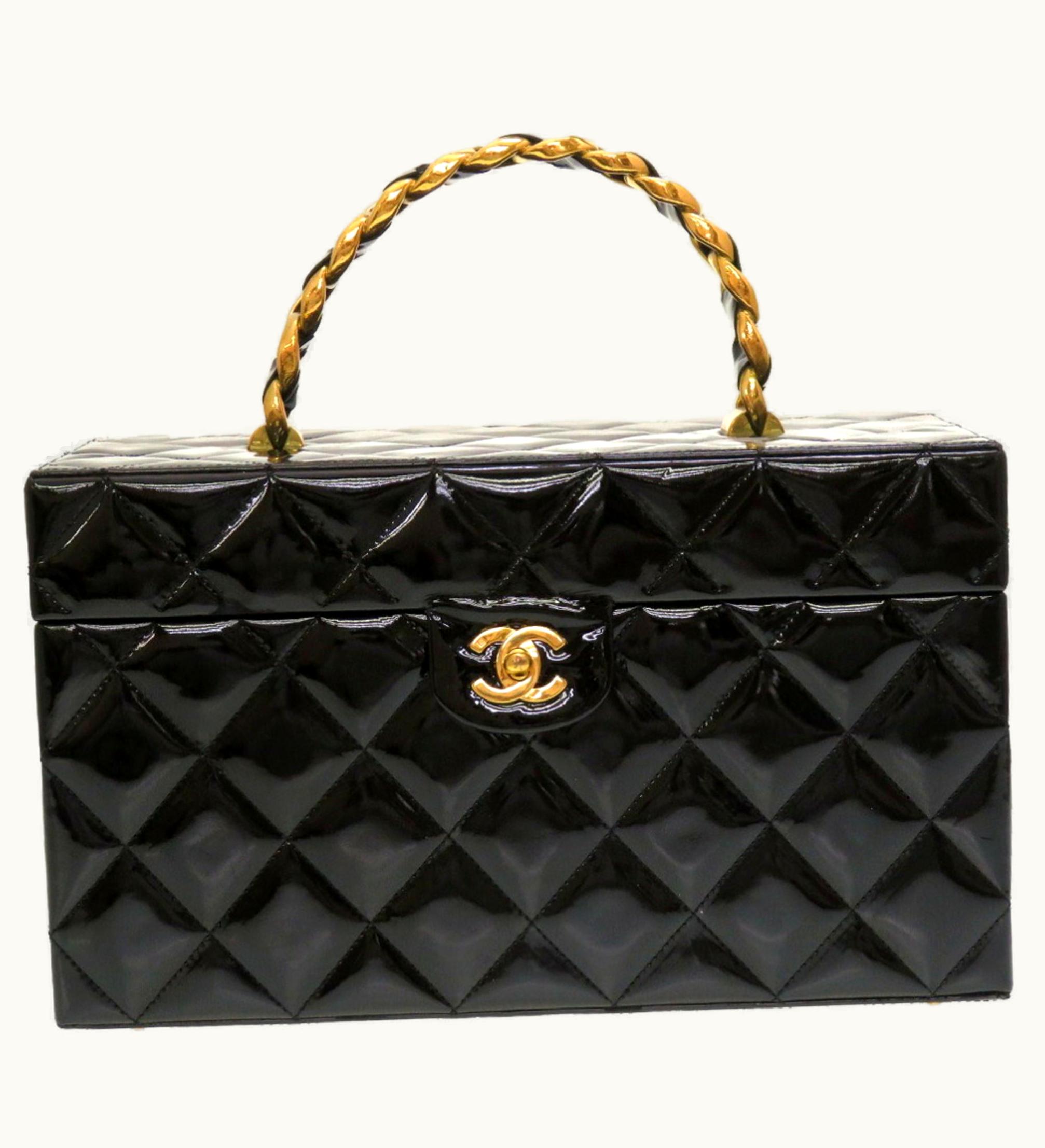 Chanel Chanel Matelasse Enamel Black Cocomark Turnlock Vanity Bag