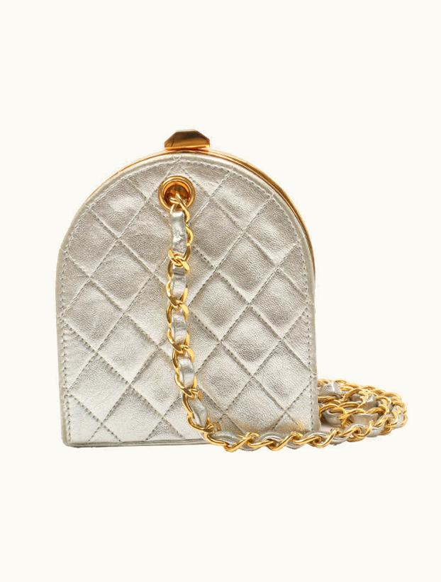 Chanel Chanel Around1990 Made CC Mark Metal Clasp Chain Bag Silver