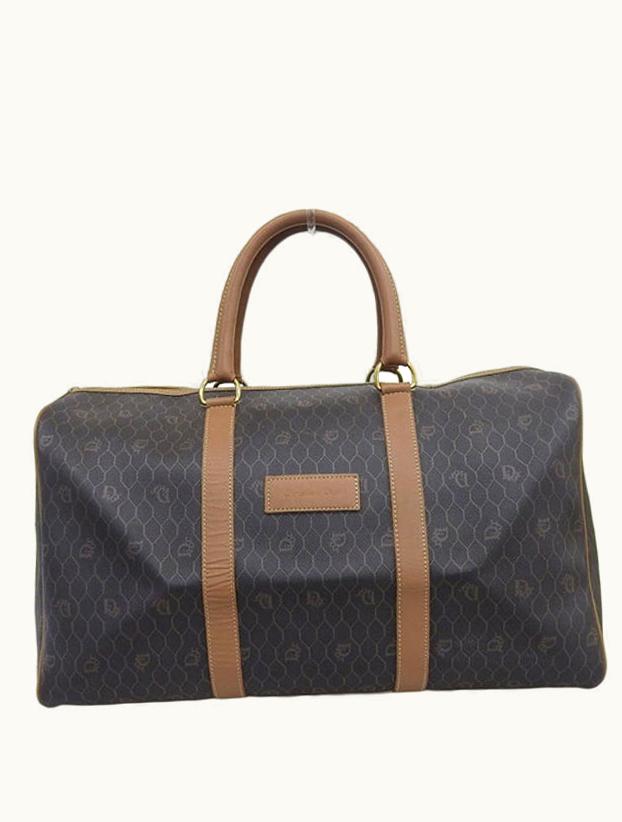 Dior Dior Logo Pattern Boston Bag Dark Brown
