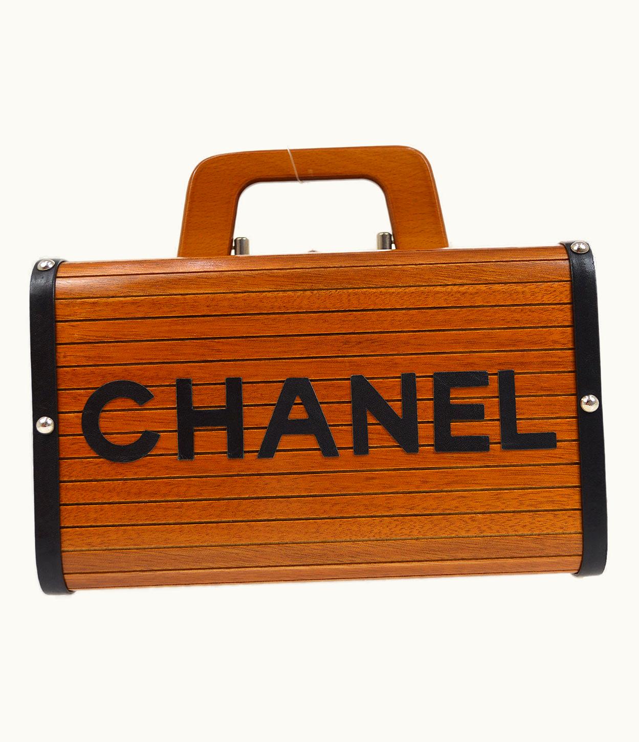 Chanel Chanel 1996 Brown Wooden Vanity Handbag Box 84437
