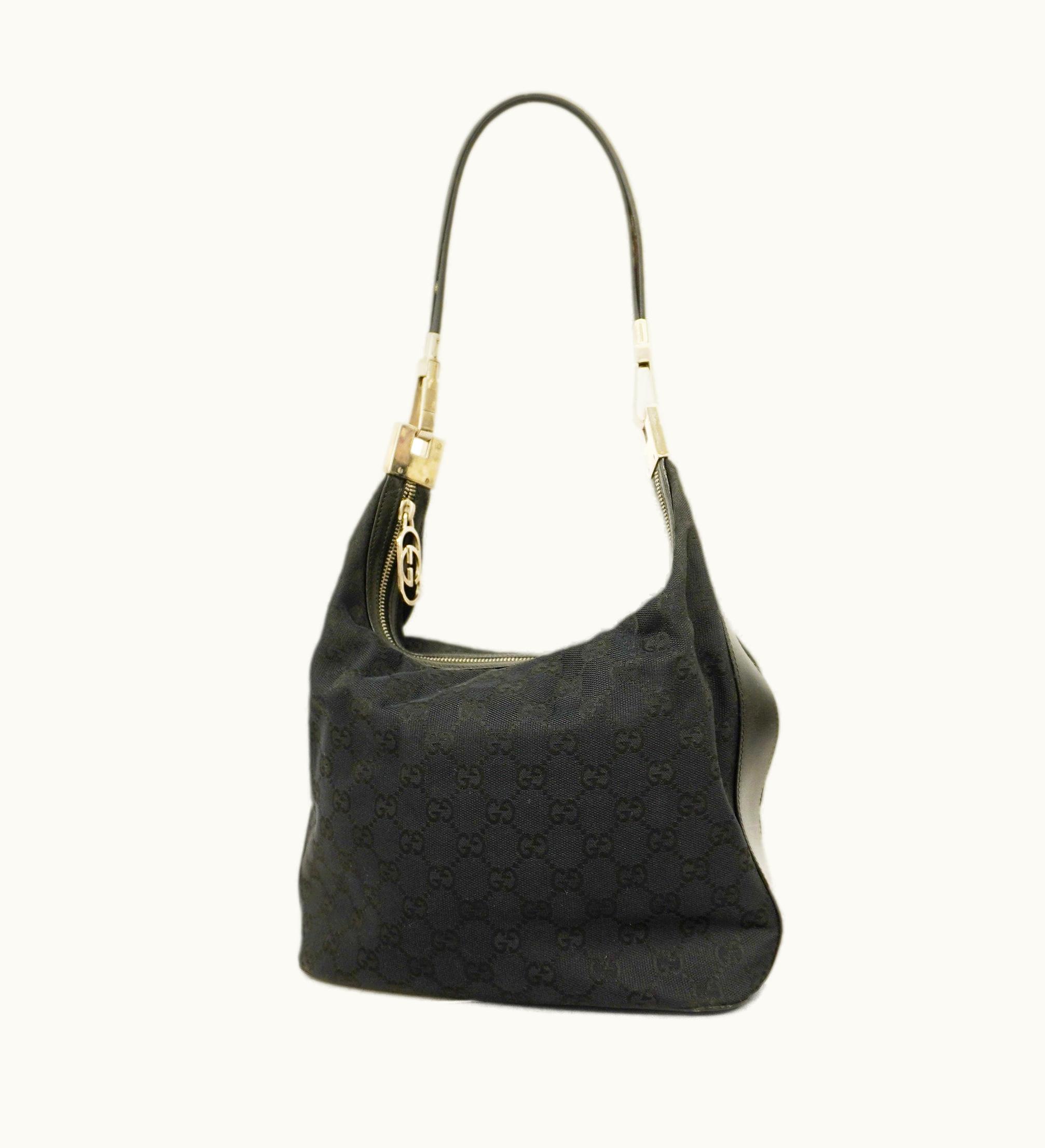 Gucci Gucci GG Canvas Handbag 001 3814 Women's Leather Black