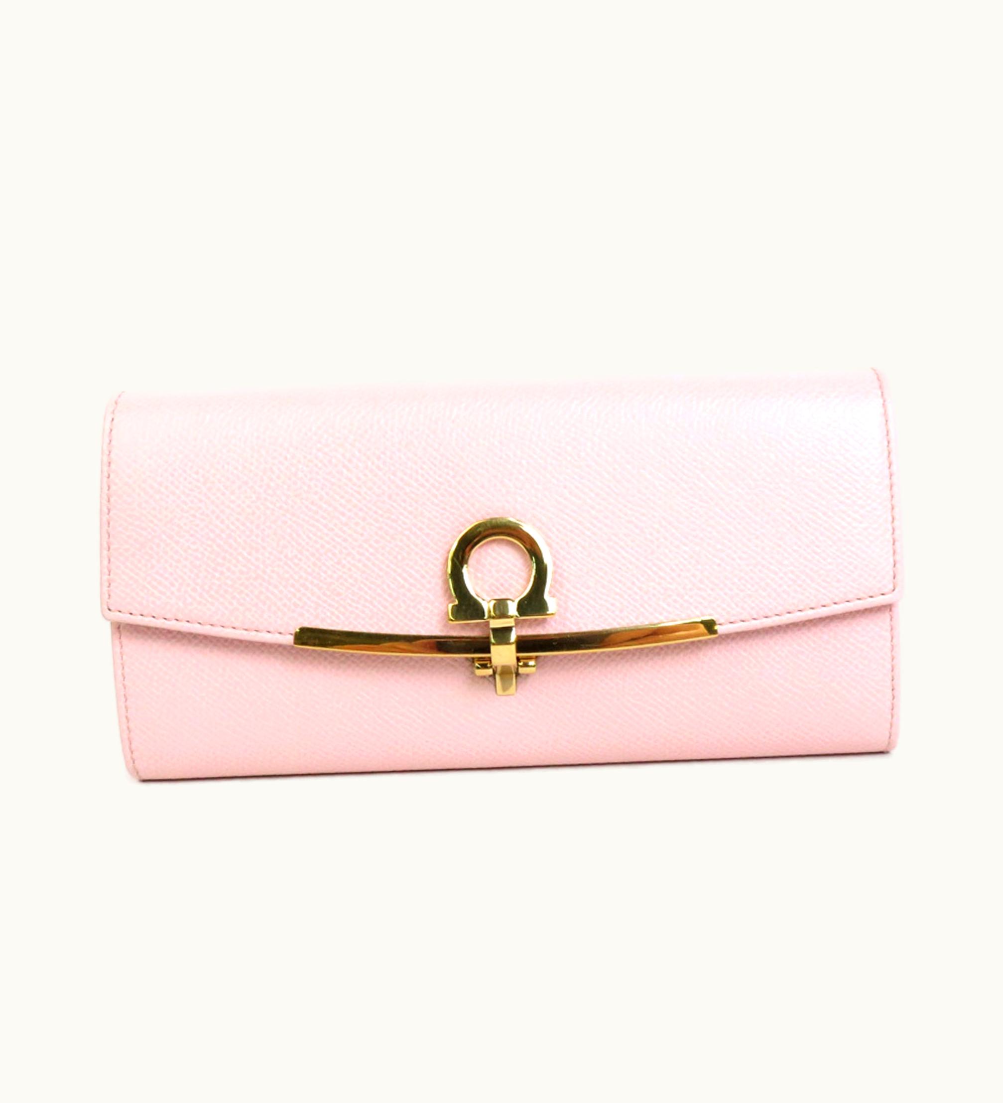 Salvatore Ferragamo Salvatore Ferragamo Long Wallet Gancini Leather Light Pink Ladies