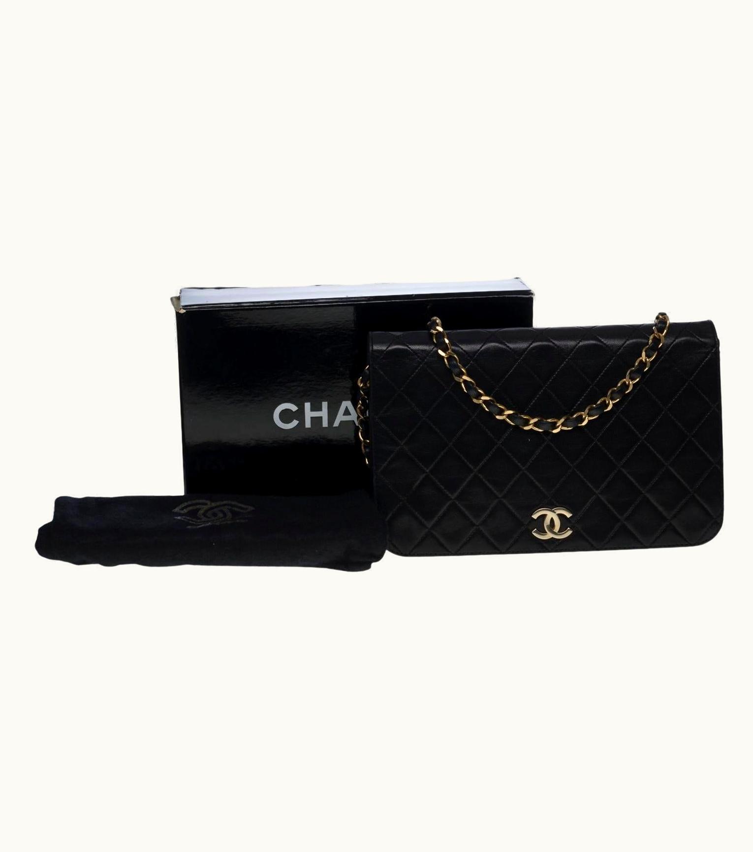 Chanel Chanel Classic Full Flap Shoulder Bag In Black Quilted Lambskin Leather
