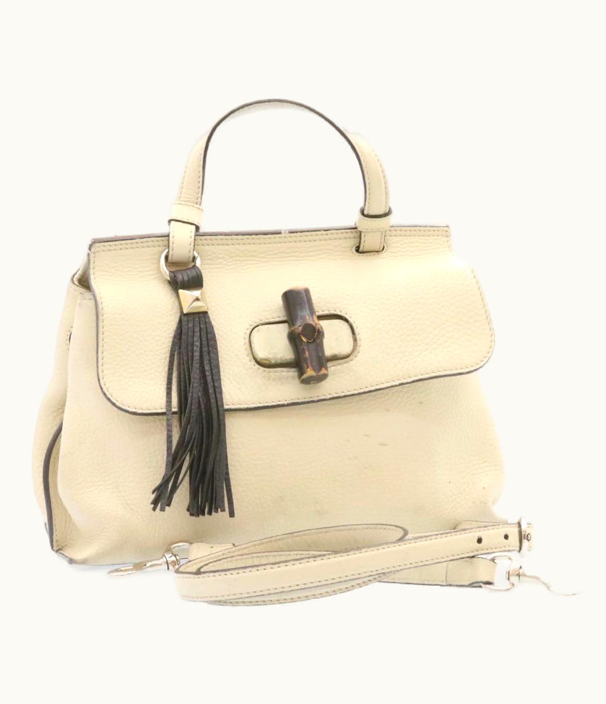 Gucci Gucci Bamboo Medium Leather Handbag White