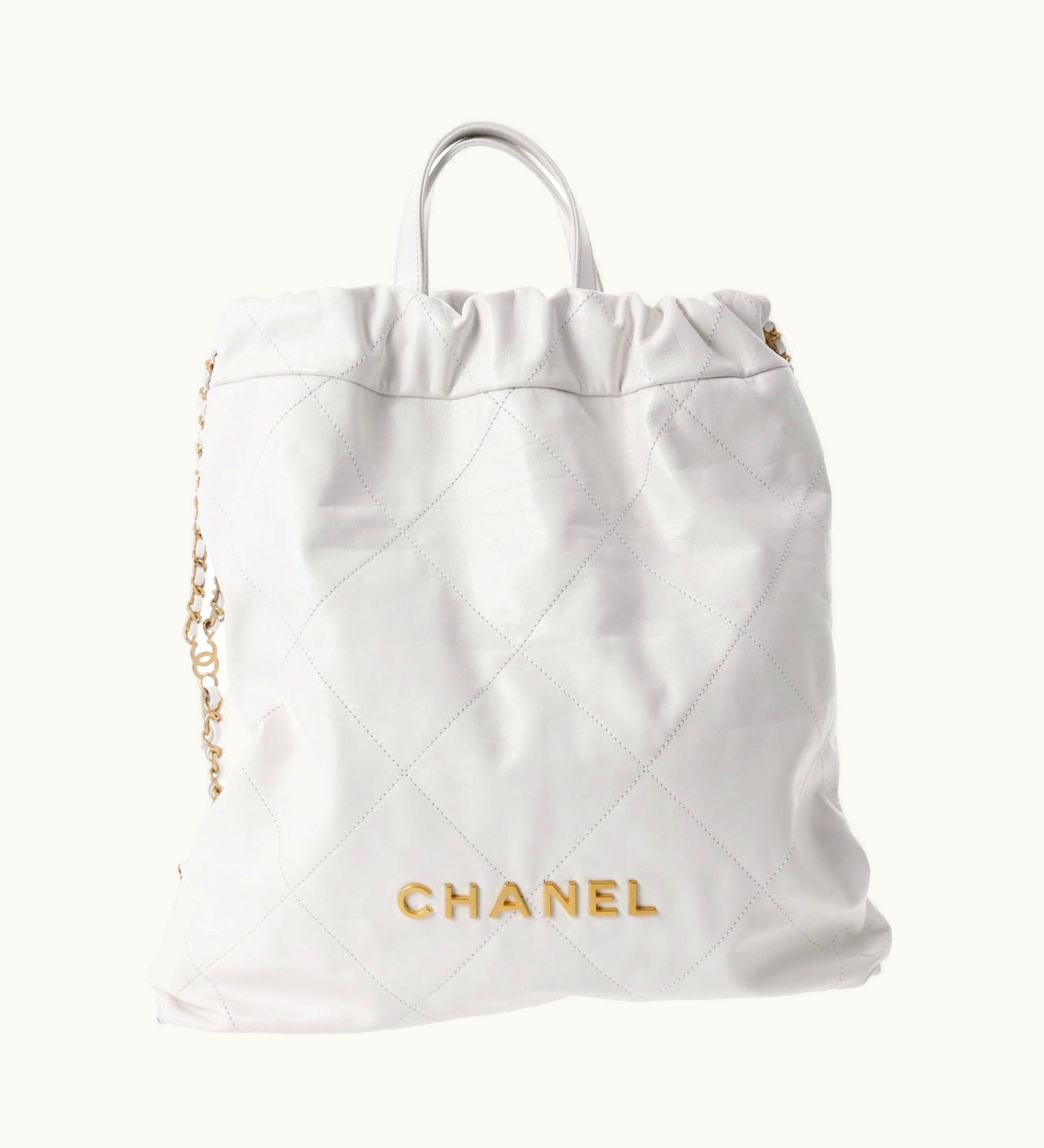 Chanel Chanel 22 Large Backpack White Women's Calf Rucksack/Daypack