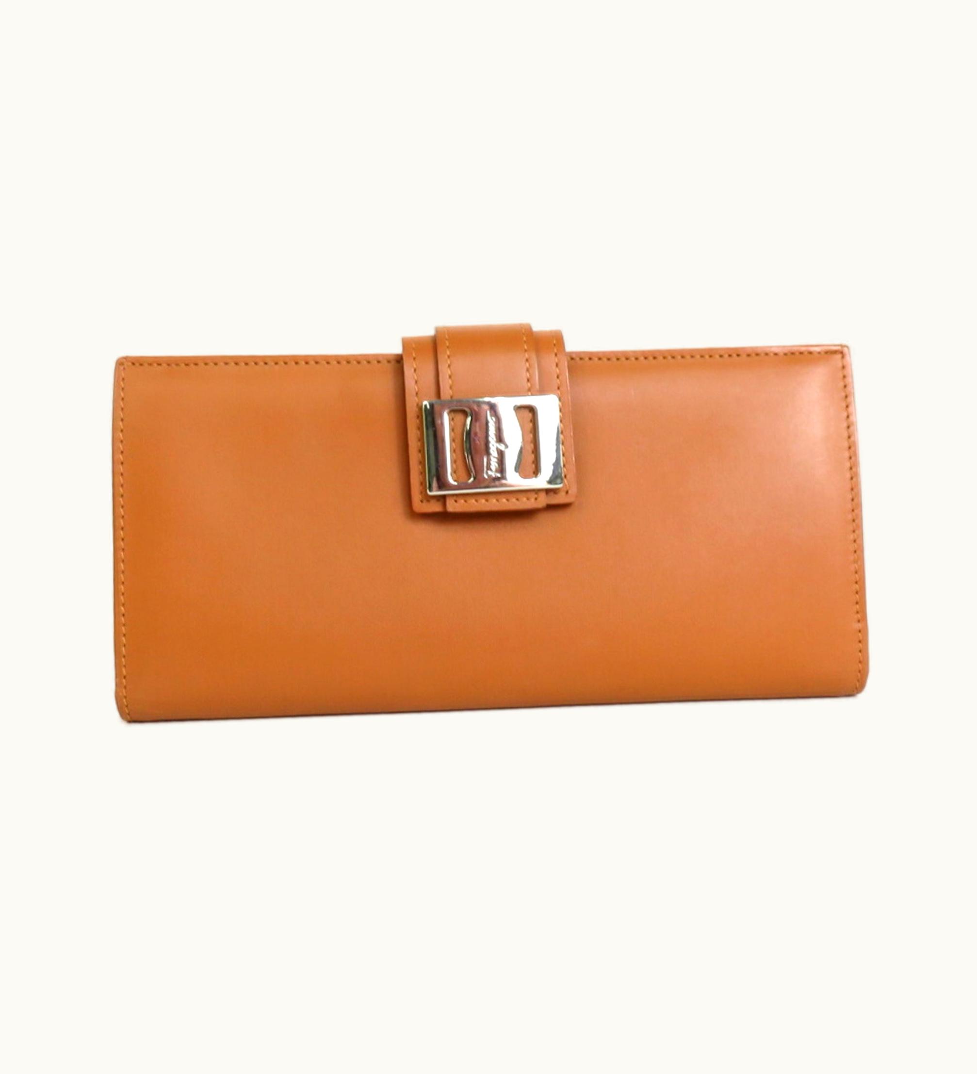 Salvatore Ferragamo Salvatore Ferragamo Bifold Long Wallet Leather Brown Unisex R9582K