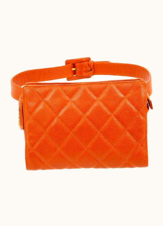 Chanel Chanel 1996-1997 Orange Caviar Quilted Belt Bag #75 01482