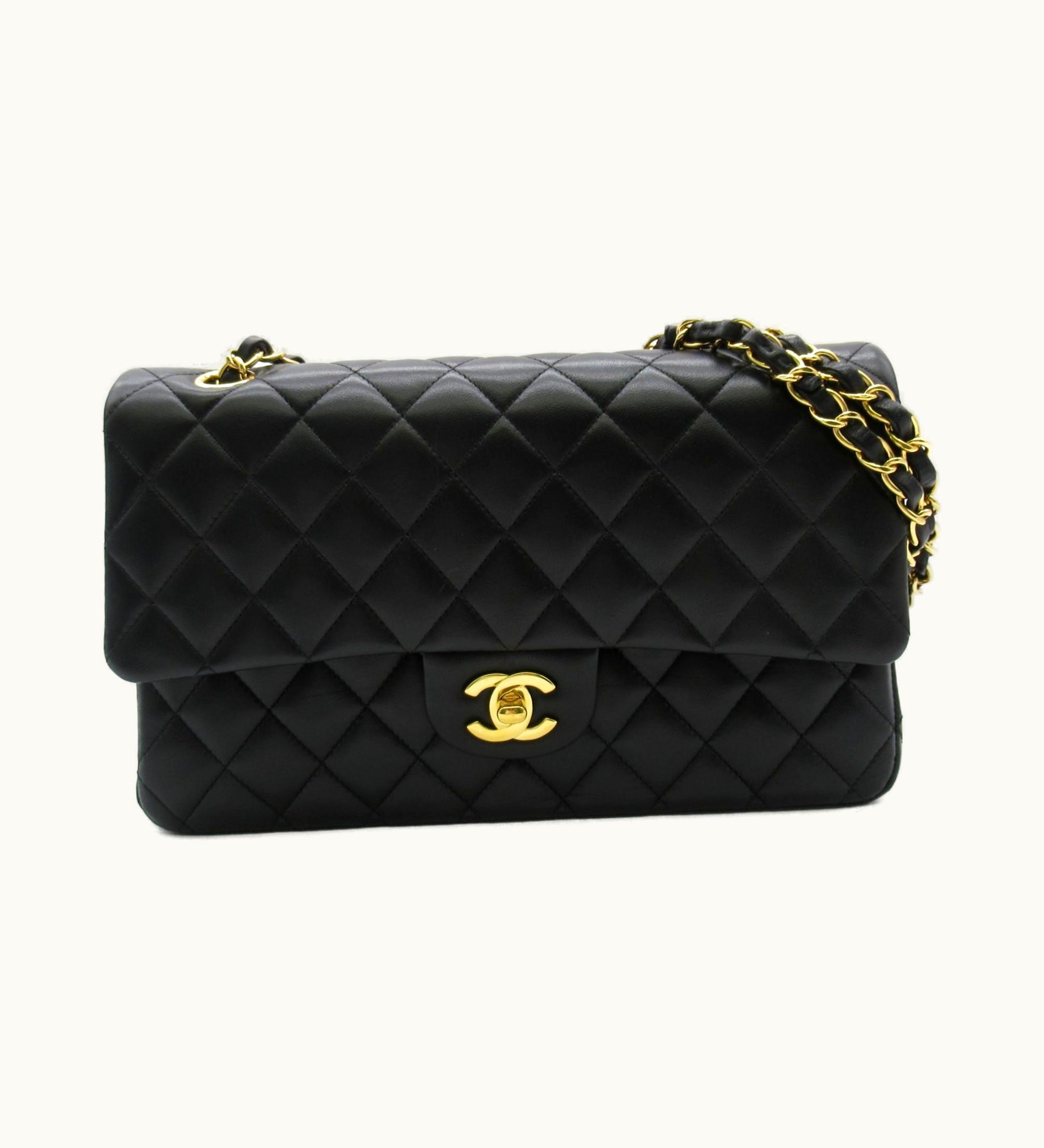 Chanel Chanel Matelasse W Flap Chain Shoulder Bag Black Lambskin