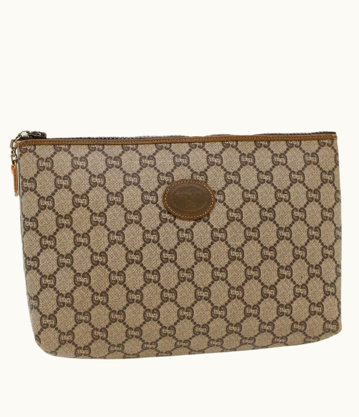 Gucci Gucci GG Plus Canvas Clutch Bag PVC Leather Beige Luxe Edition