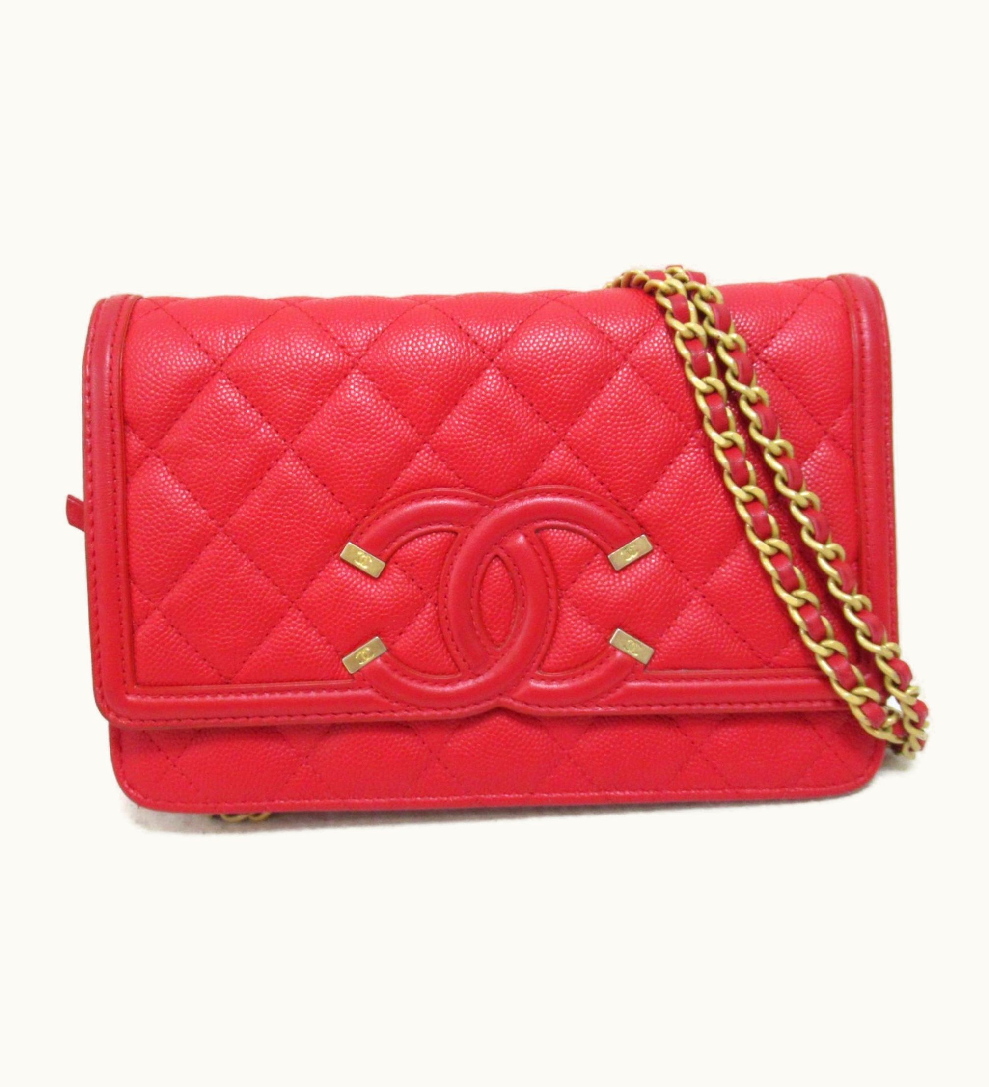 Chanel Chanel Chainshoulder Bag Red Caviar Skin [Grained Calf]
