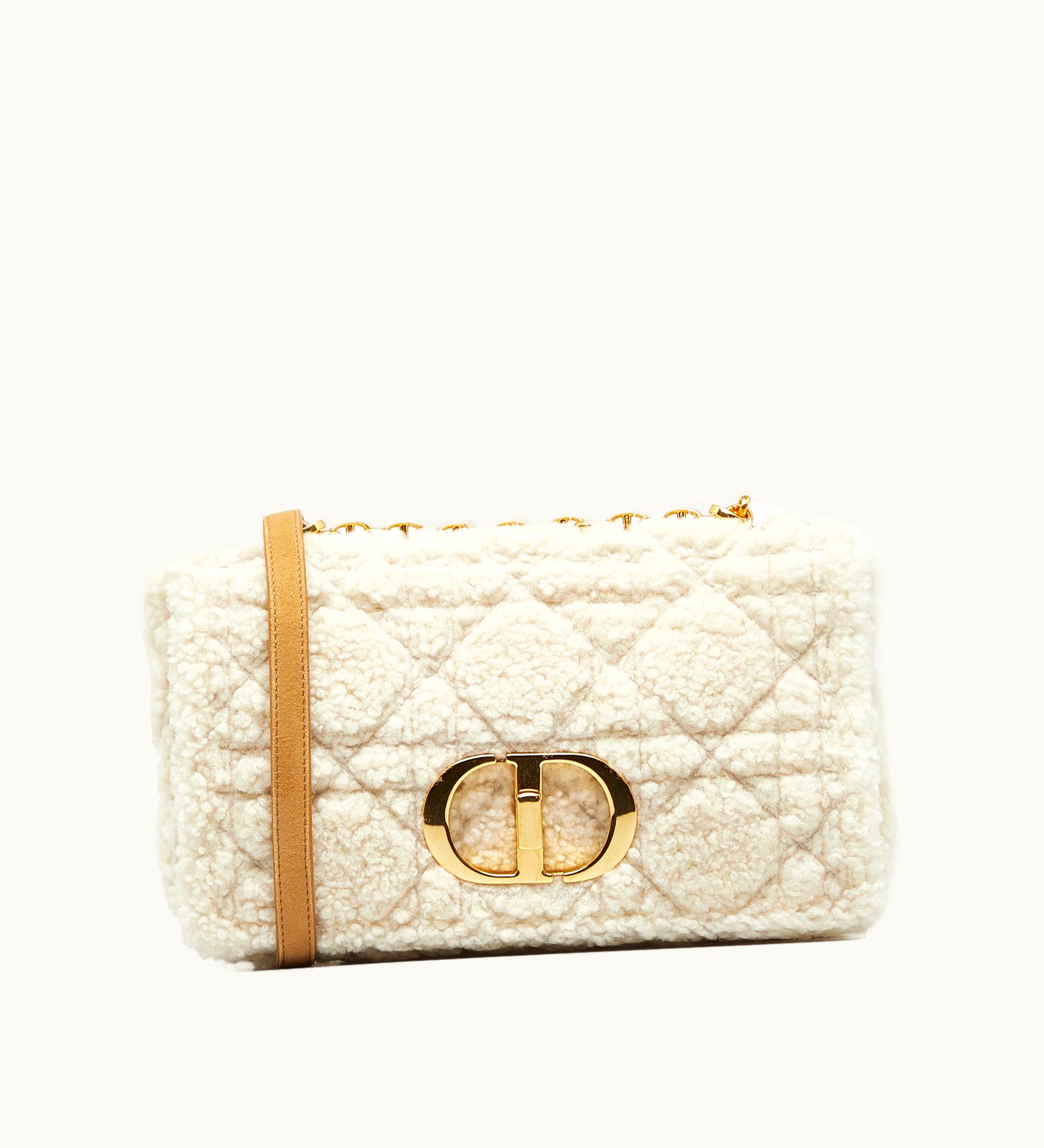 Dior Dior Caro Shearling Shoulder Bag Luxe Black