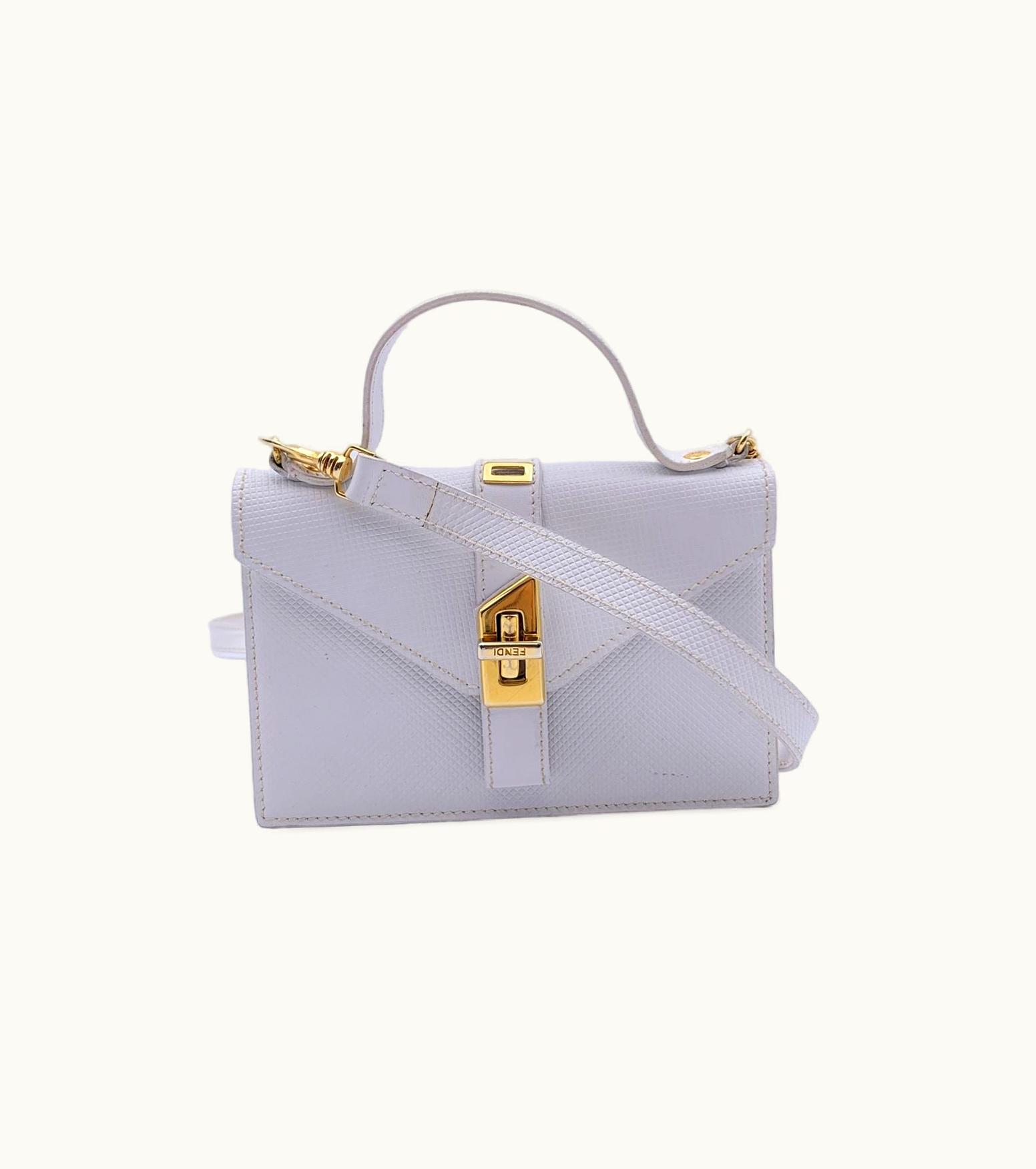 Fendi Fendi Vintage White Textured Leather Convertible Mini Handbag