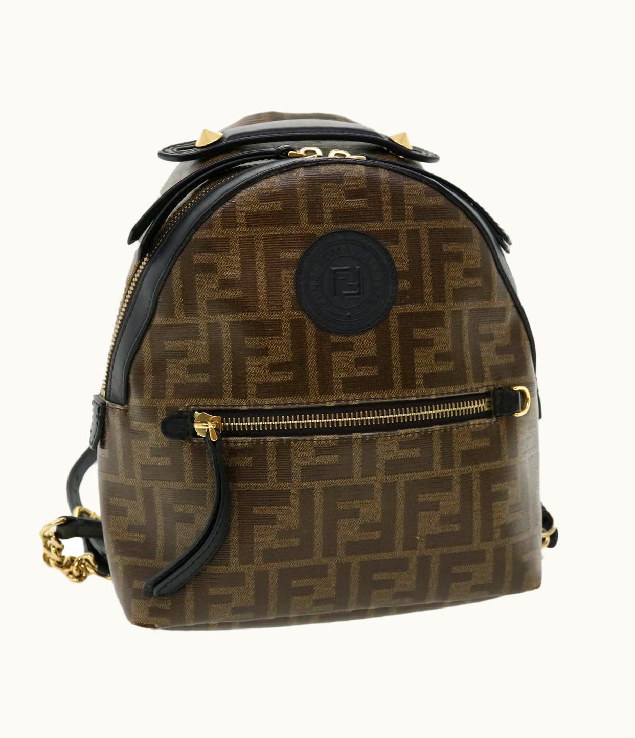 Fendi Fendi Zucca Canvas Backpack Coated Canvas Brown Black 8Bz038