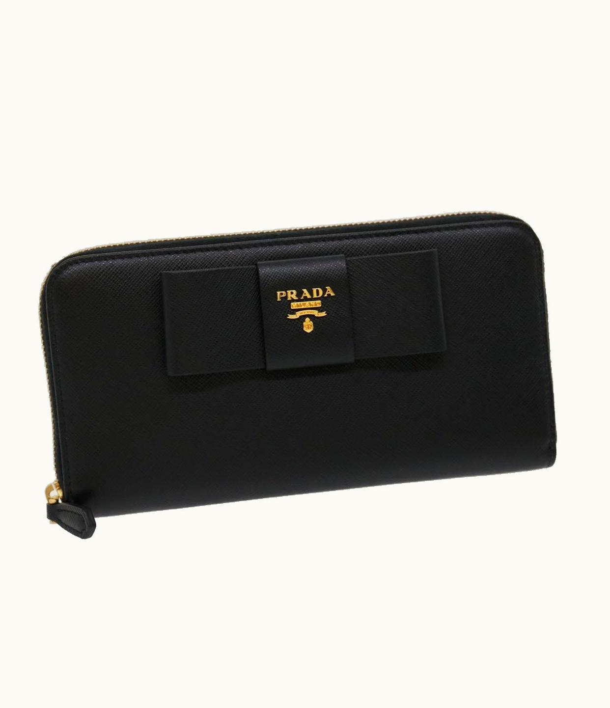 Prada Prada Ribbon Long Wallet Safiano Leather Black