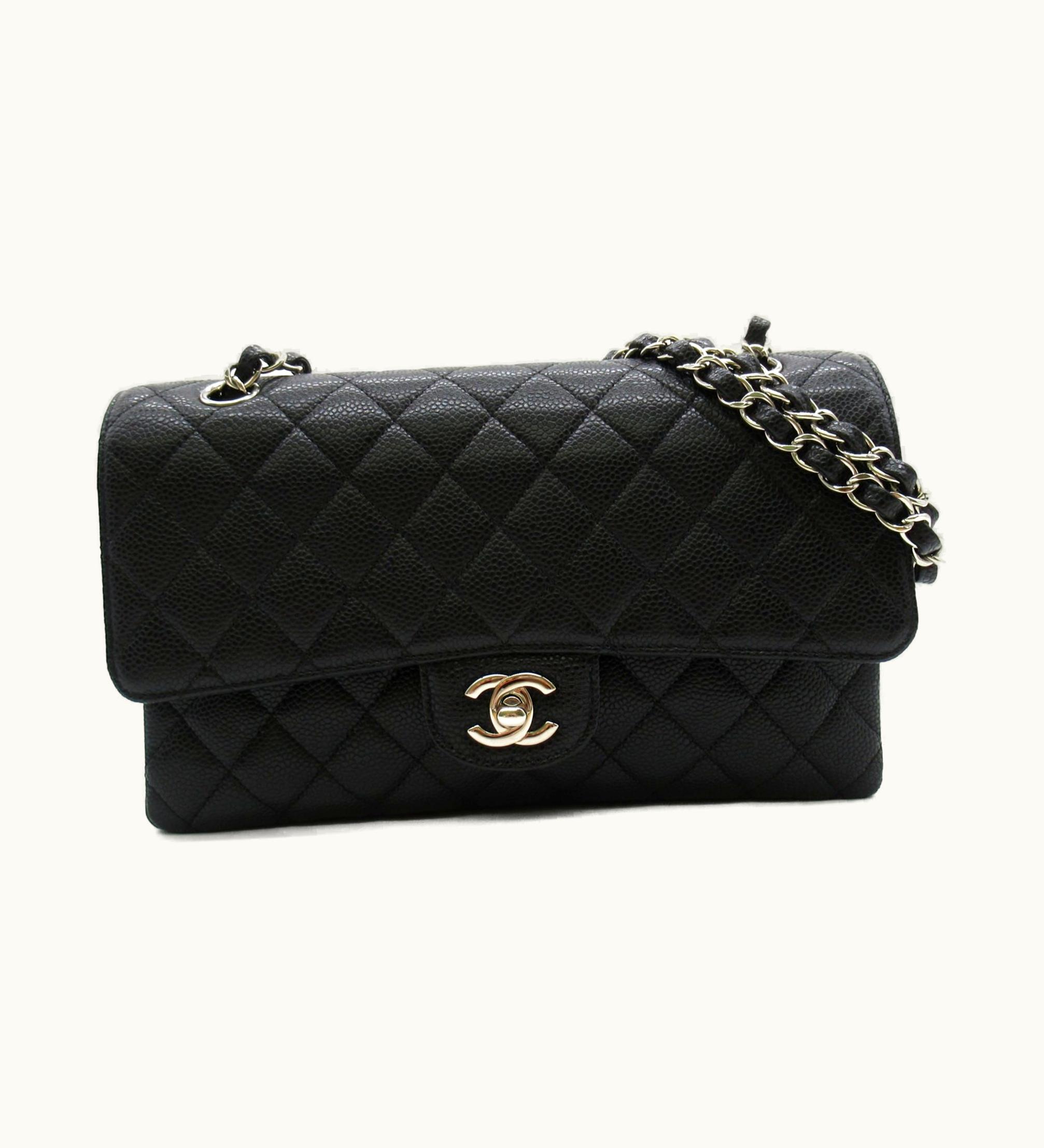 Chanel Chanel Matelasse W Flap Chain Shoulder Bag Black Calfskin [Cowhide] A01112