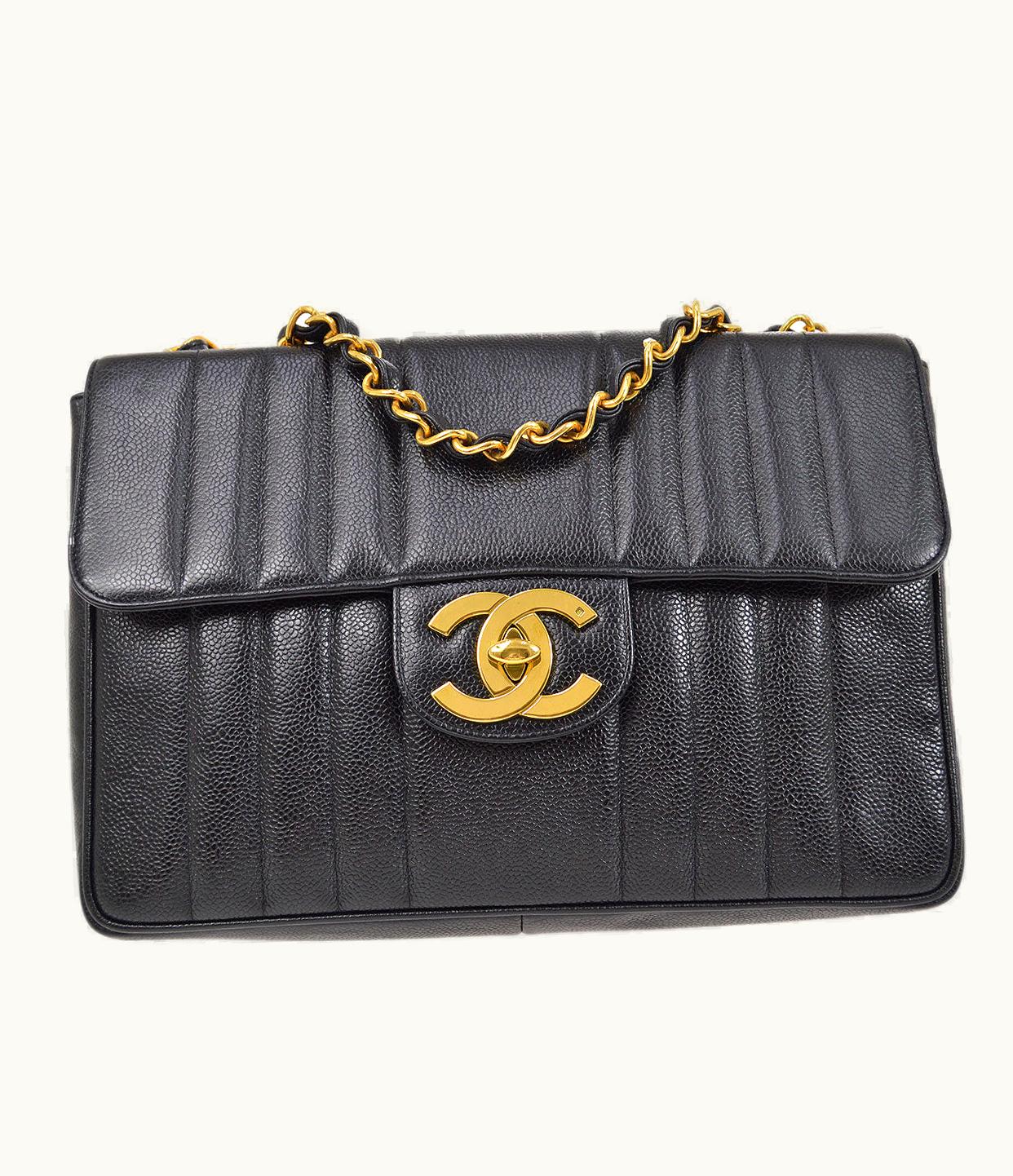 Chanel Chanel 1991-1994 Vertical Classic Flap Jumbo Black Caviar 14120