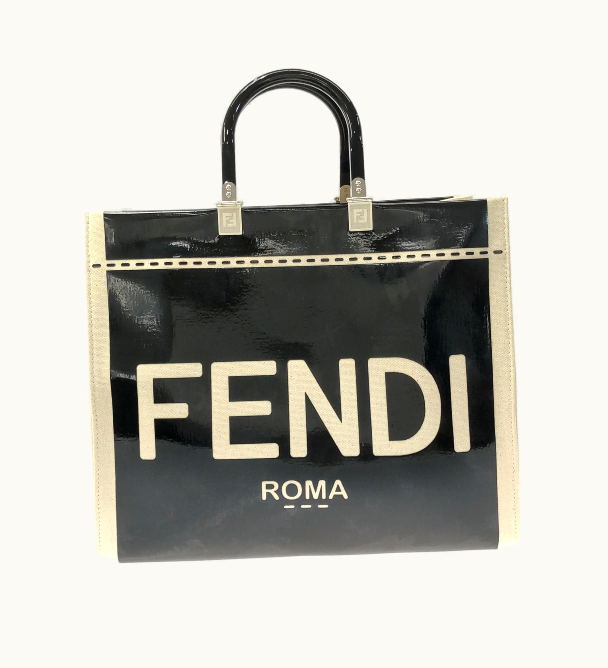 Fendi Fendi Medium Patent Sunshine Shopper Tote Satchel