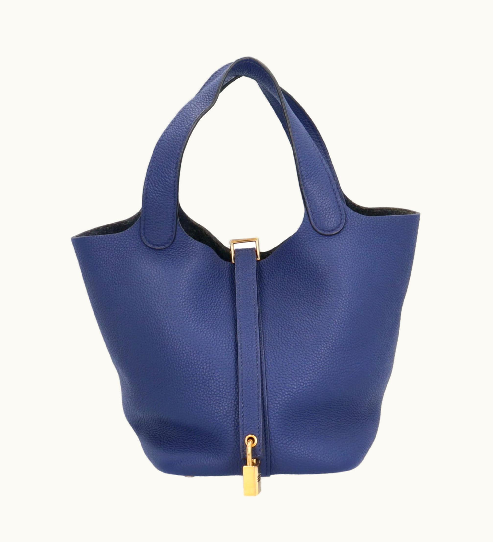 Hermès Hermès Picotin Lock PM Handbag Togo Blue Ladies