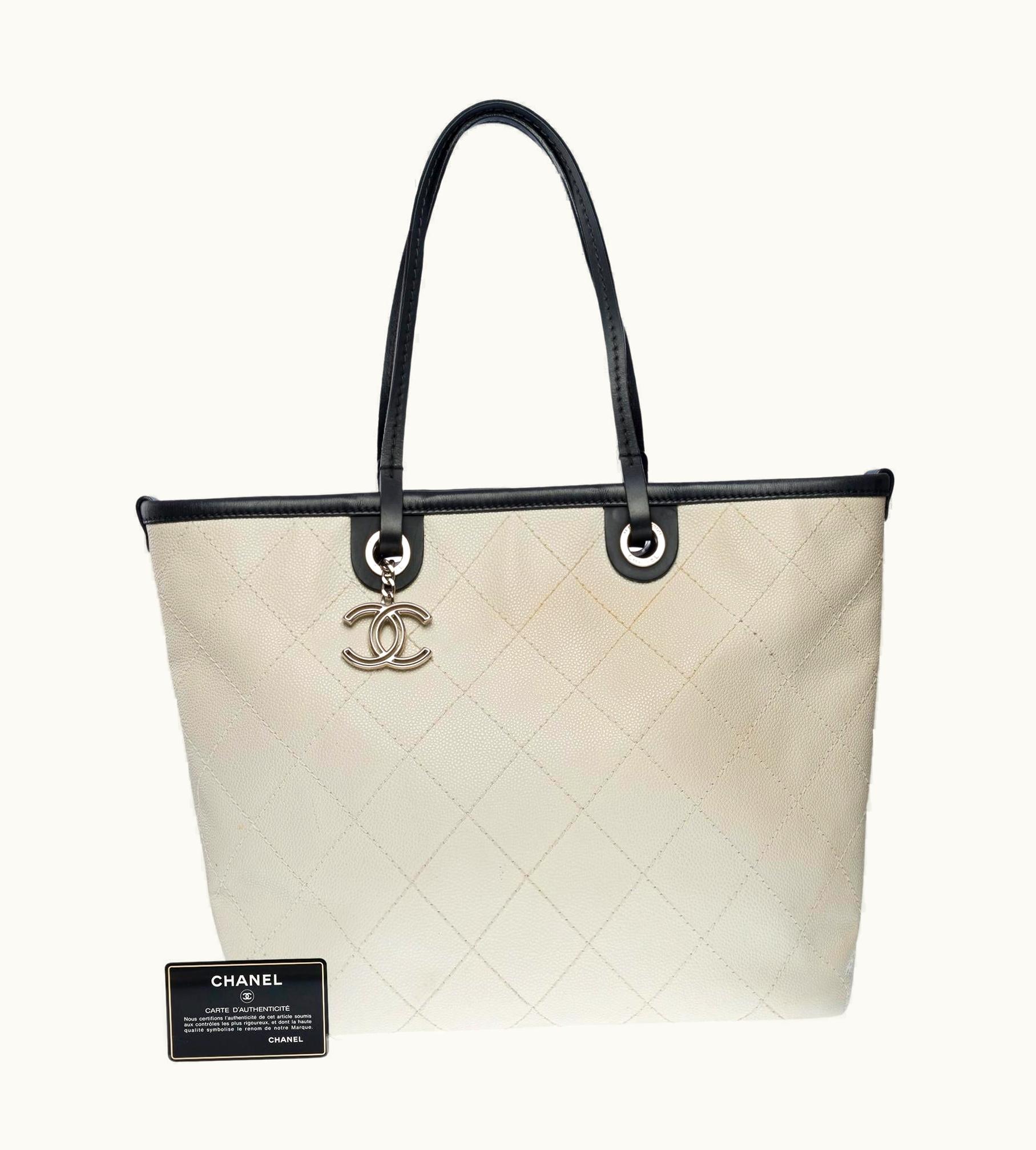 Chanel Chanel Amazing Shopping Tote Bag In White Caviar Quilted Leather