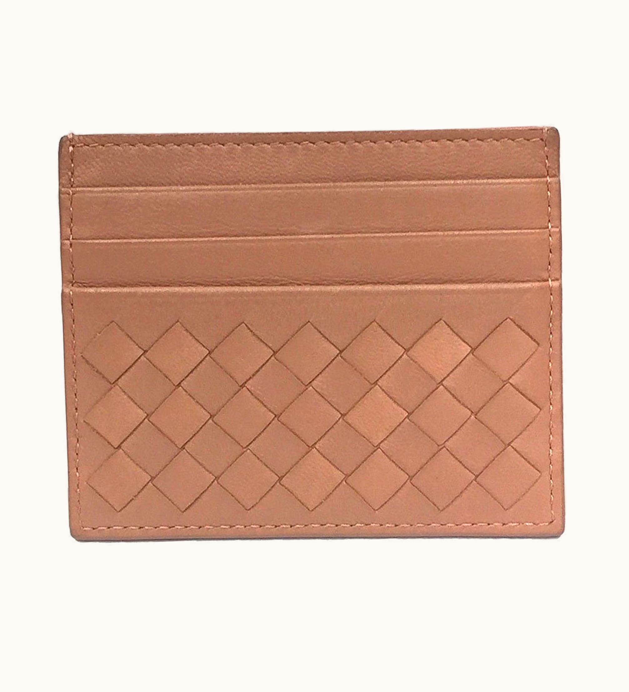 Bottega Veneta Bottega Veneta Intrecciato Card Case Pass Light Brown Nappa Leather Lambskin