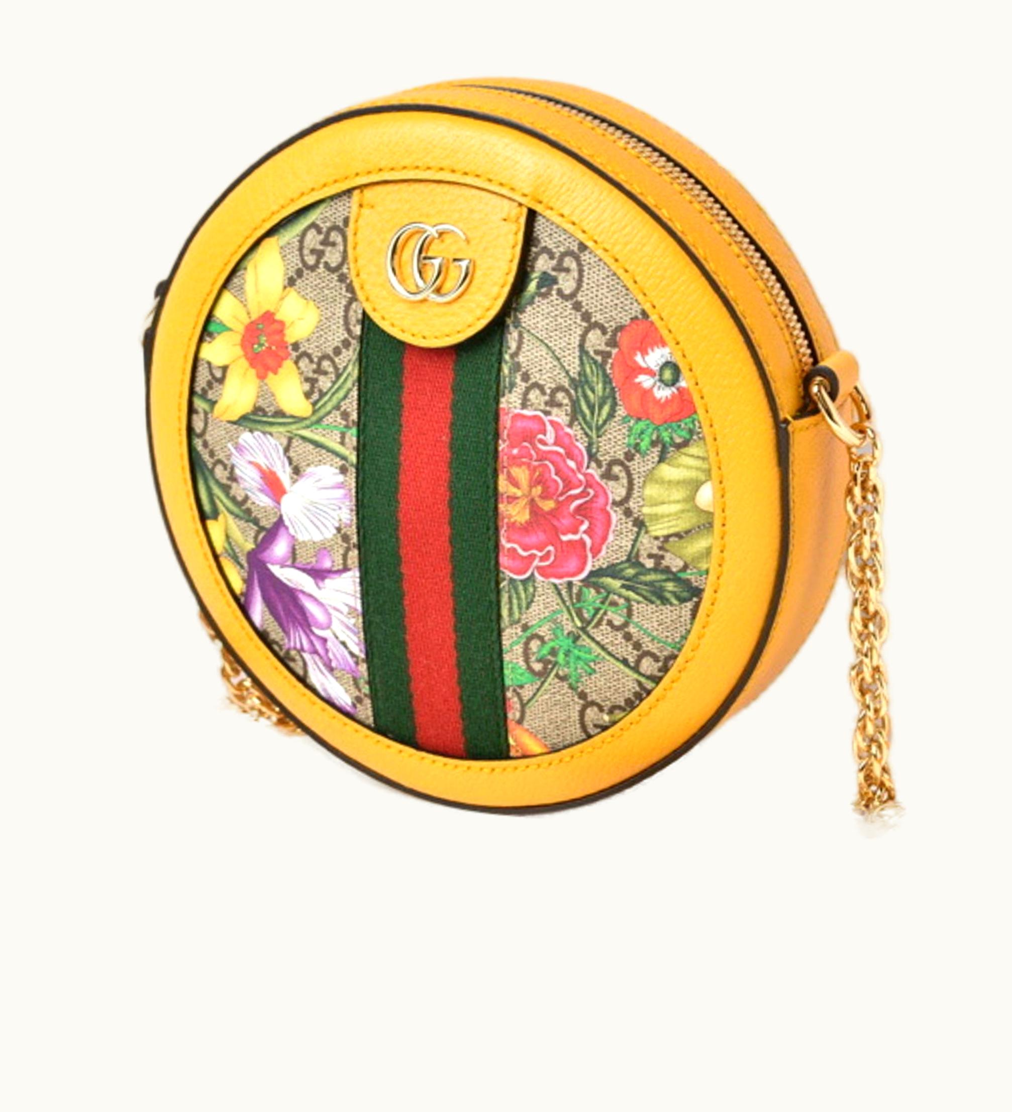 Gucci Gucci Bag Chain Shoulder Gucci Flora Webbing Line GG Supreme Yellow 550618
