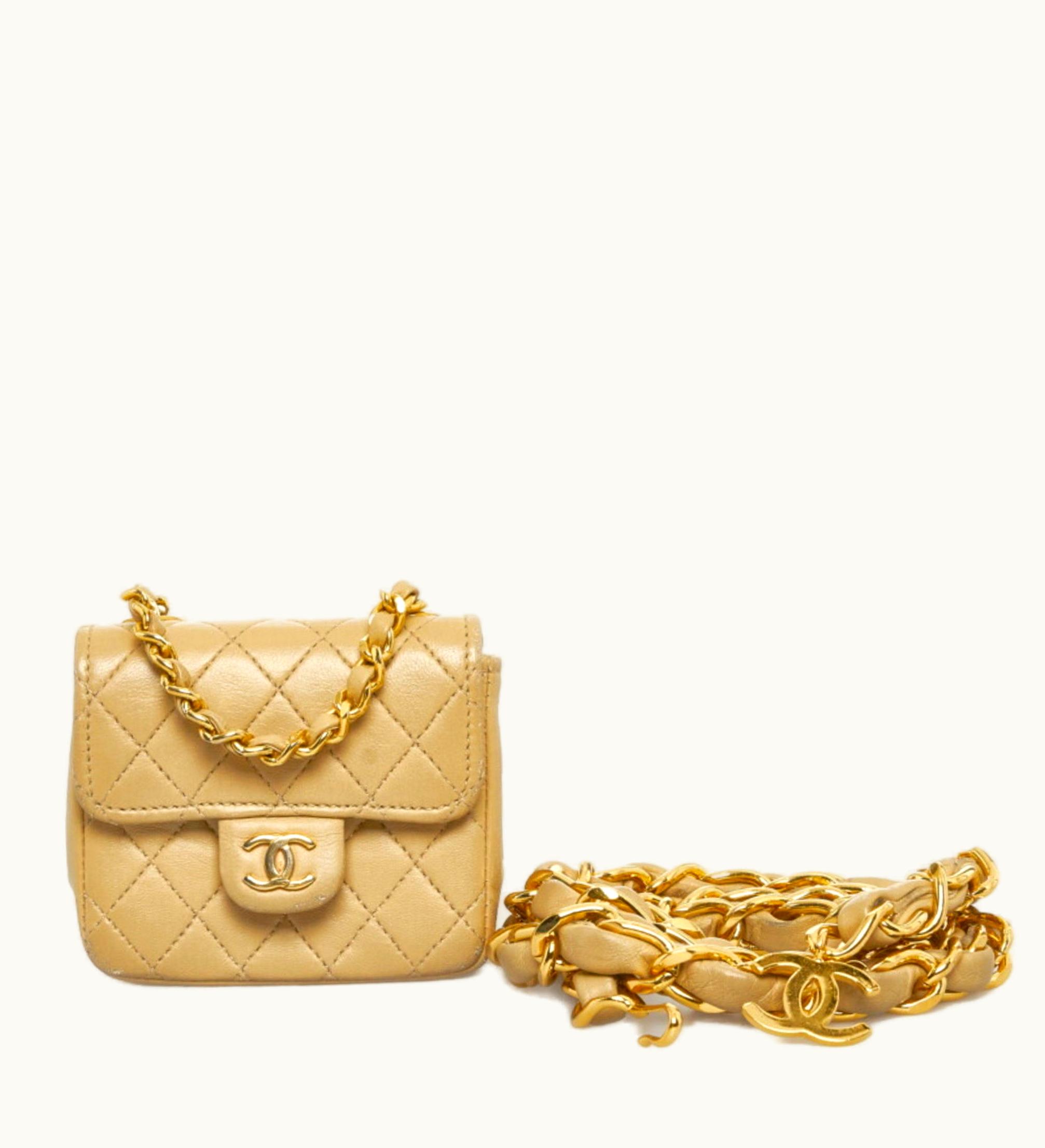 Chanel Chanel Matelasse Chain Shoulder Bag Handbag Waist Pouch Beige Leather Ladies