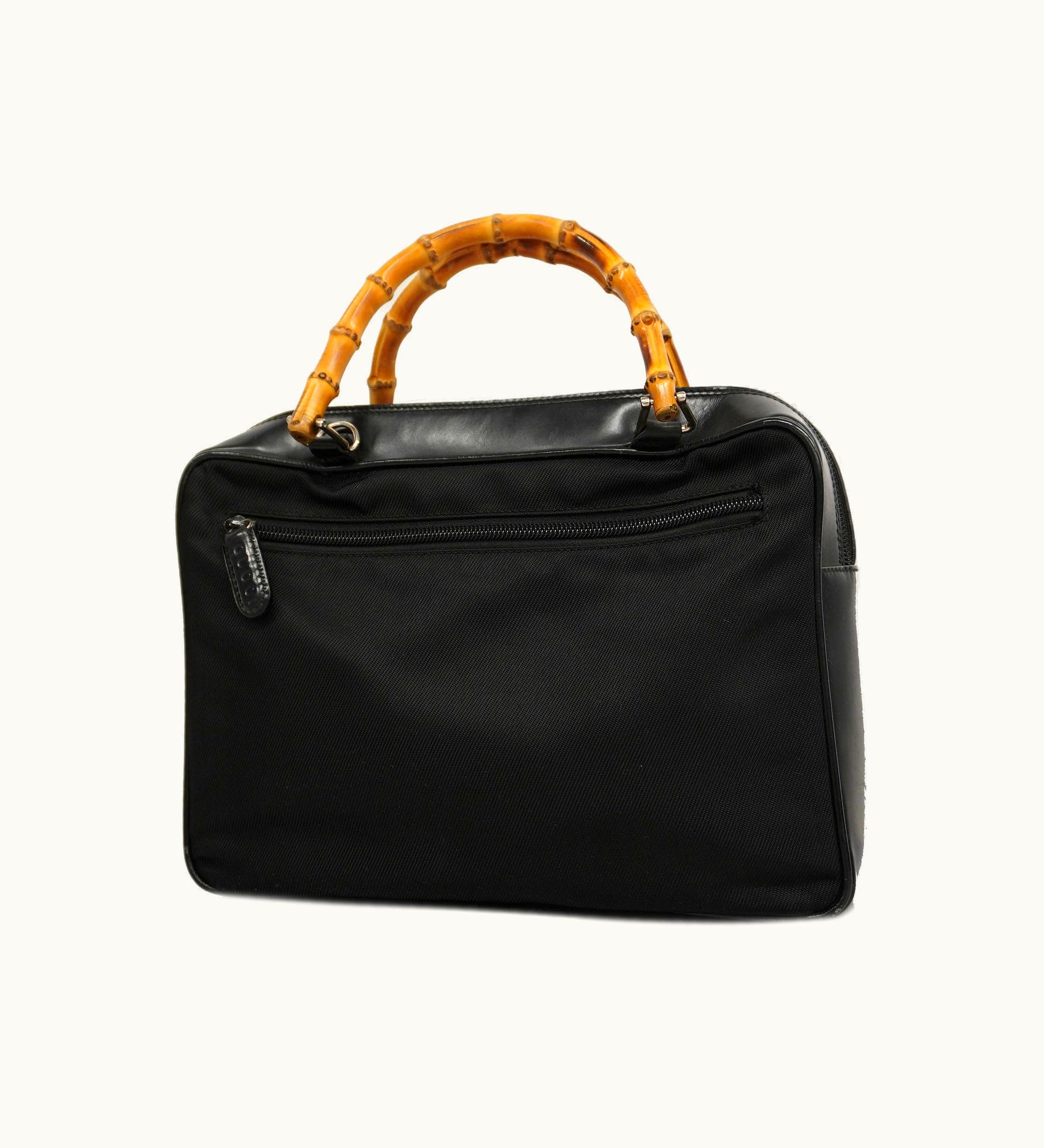 Gucci Gucci Bamboo Handbag 000 1998 0538 Women's Nylon Canvas Handbag Black