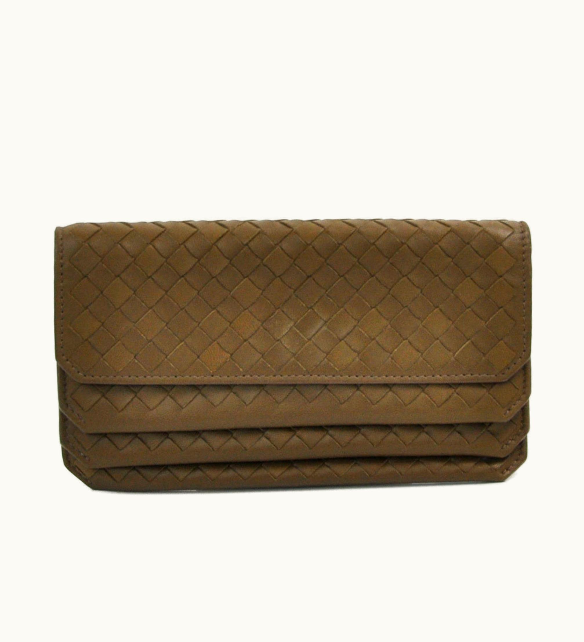 Bottega Veneta Bottega Veneta Long Wallet Intrecciato Brown Leather Bottega Veneta Women's Men's 1823