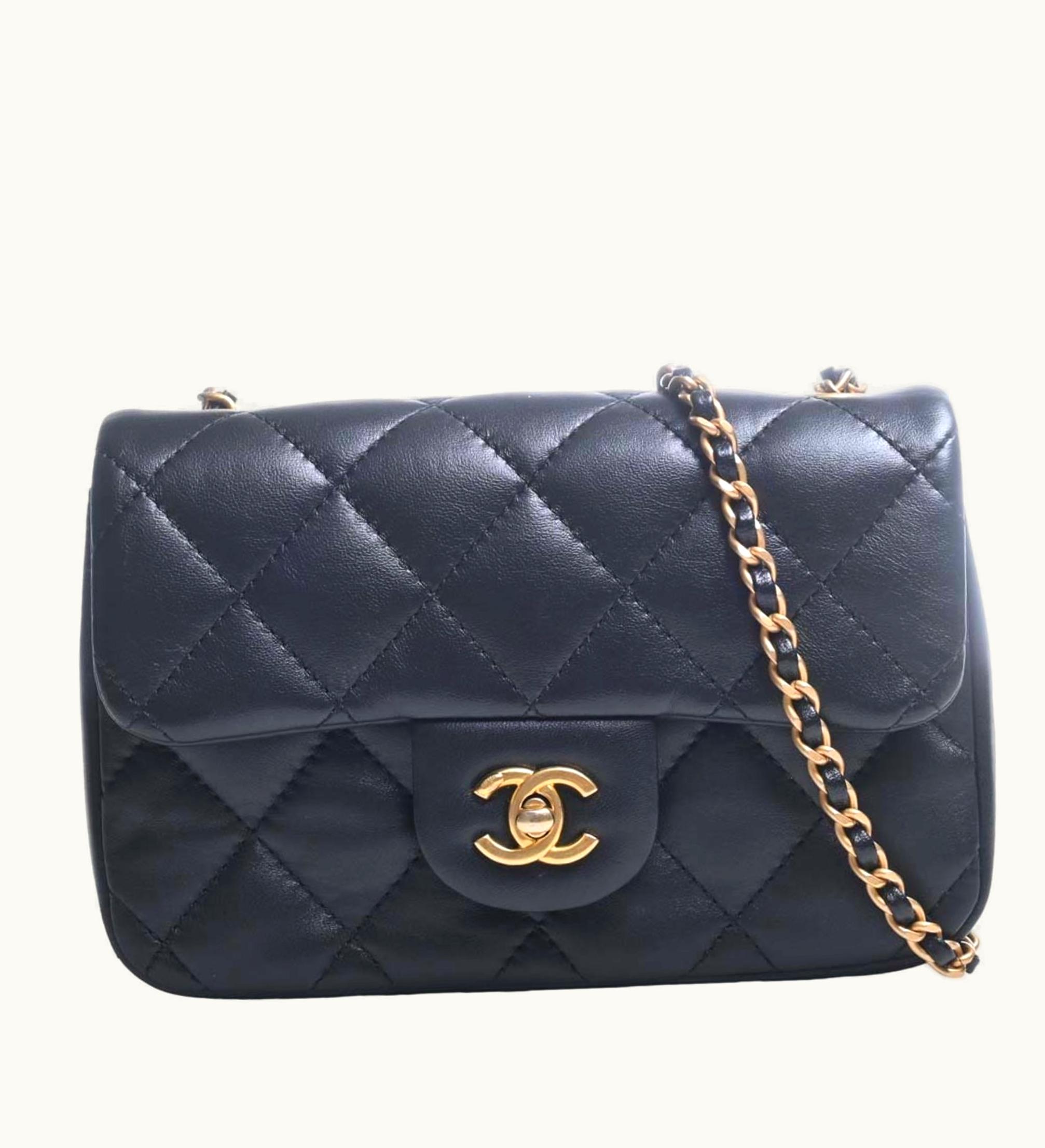 Chanel Chanel Lambskin Mini Matelasse Coco Mark Heart Chain Shoulder Bag Black Ladies