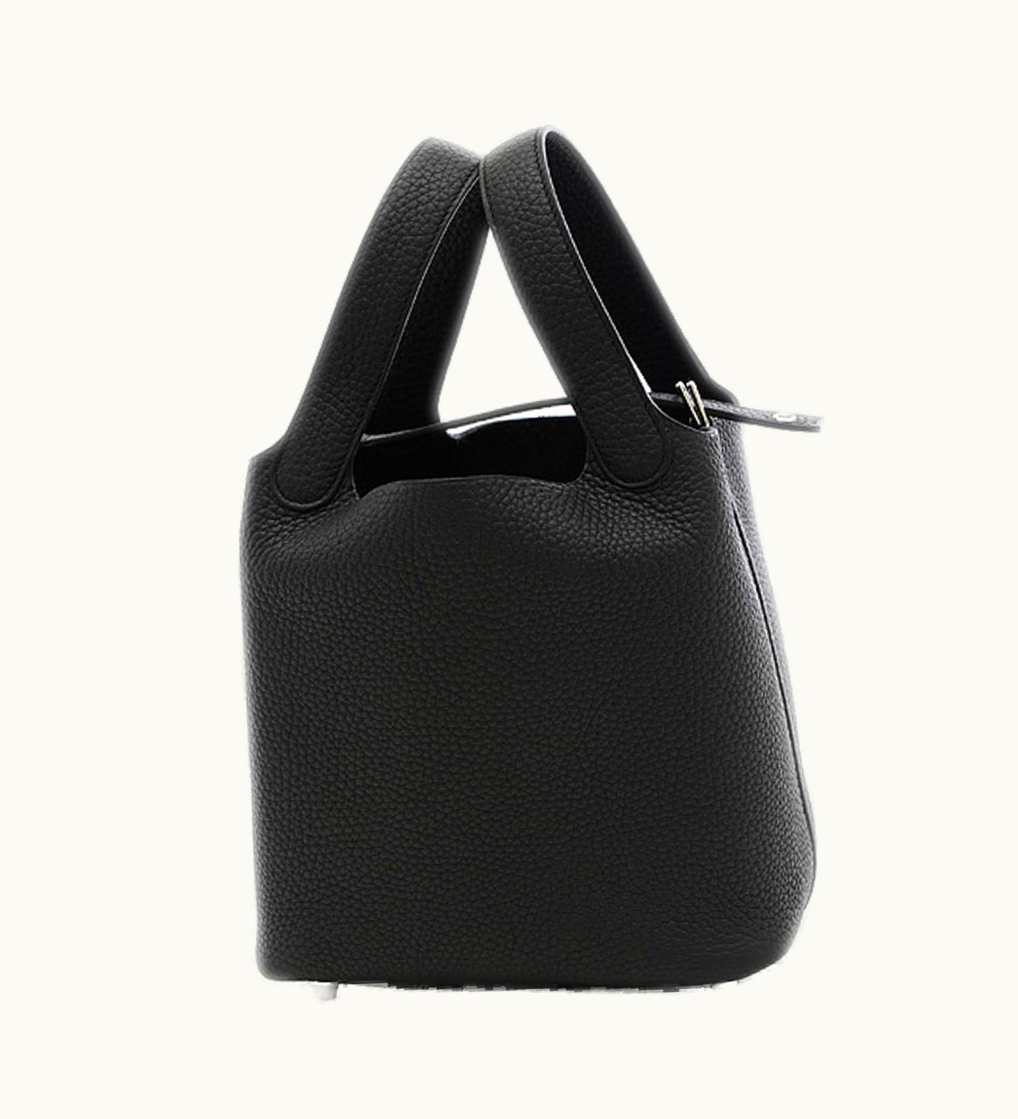 Hermès Hermès Picotin Lock PM 18 Taurillon Black Silver Hardware Handbag