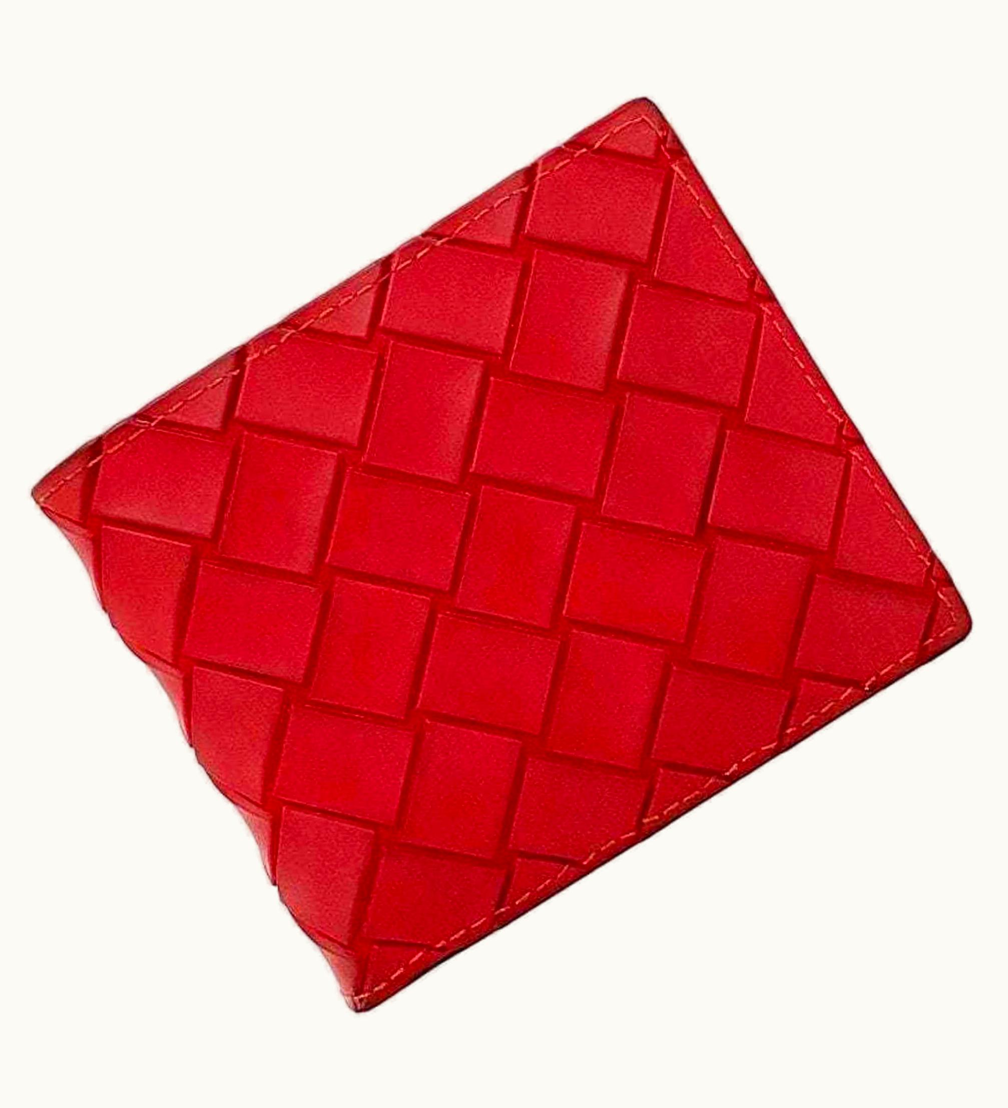 Bottega Veneta Bottega Veneta Bifold Wallet Red Intrecciato Folding Rubber Leather