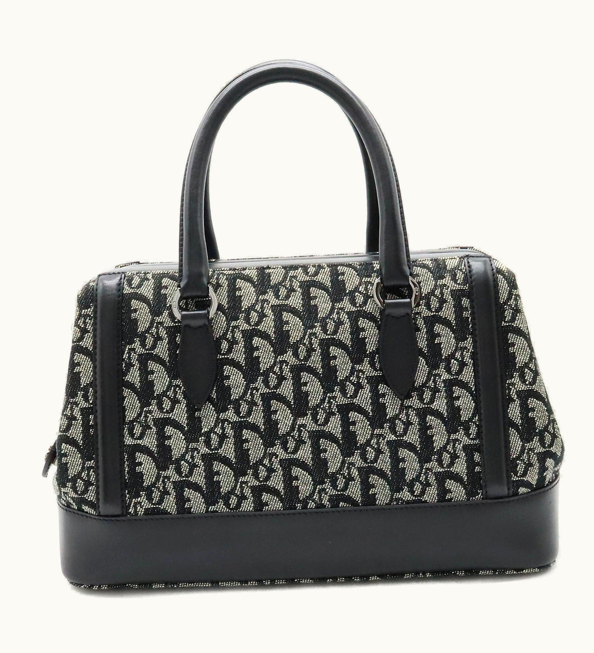 Dior Dior Christian Dior Trotter Handbag Doctor's Bag Canvas Leather Navy