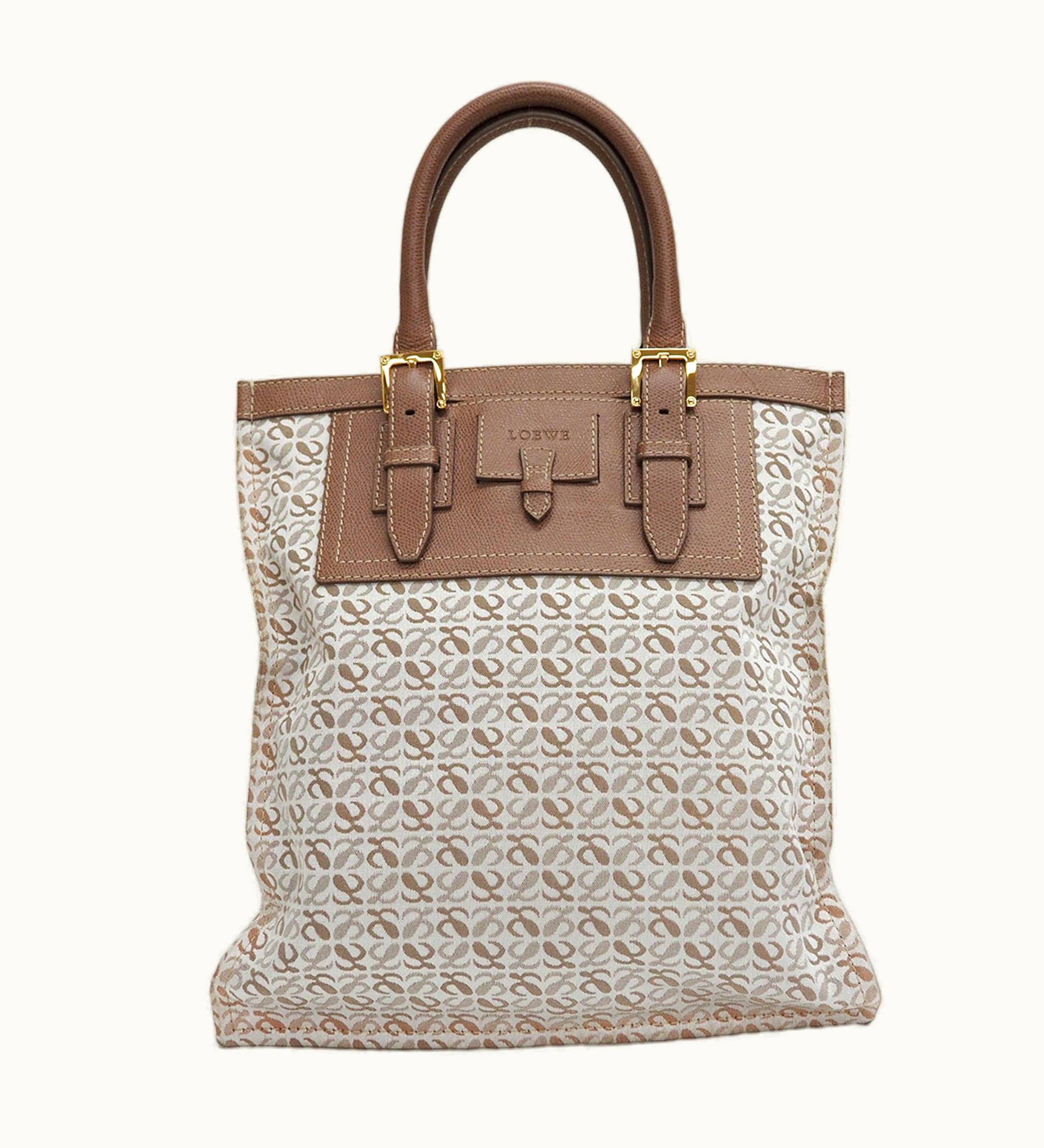 Loewe Loewe Repeat Anagram Canvas Tote Bag Beige Sub Ladies