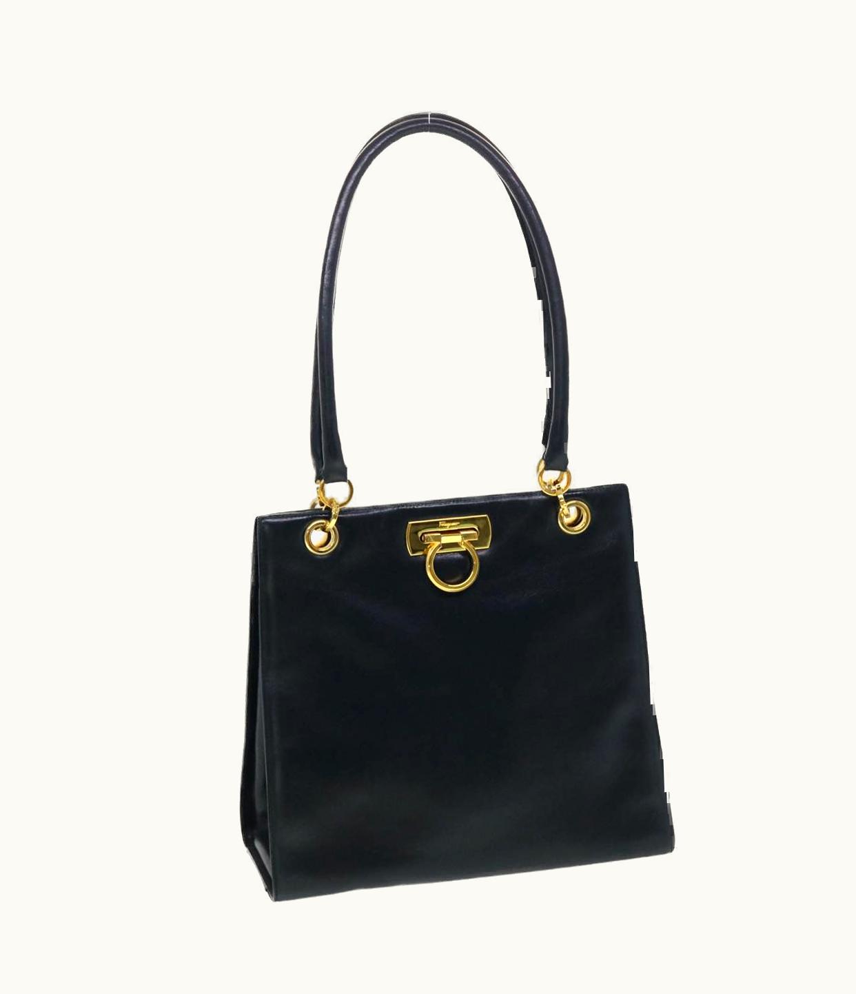 Salvatore Ferragamo Salvatore Ferragamo Gancini Tote Bag Leather Navy