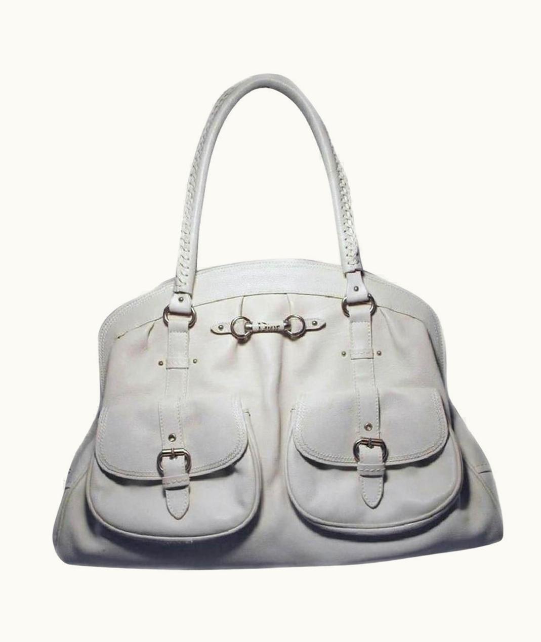 Dior Dior Christian Dior White Leather Shoulder Shopper Bag