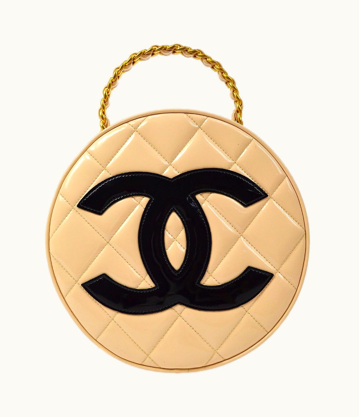 Chanel Chanel * 1994 Beige Round Vanity Top Handle Bag 80491