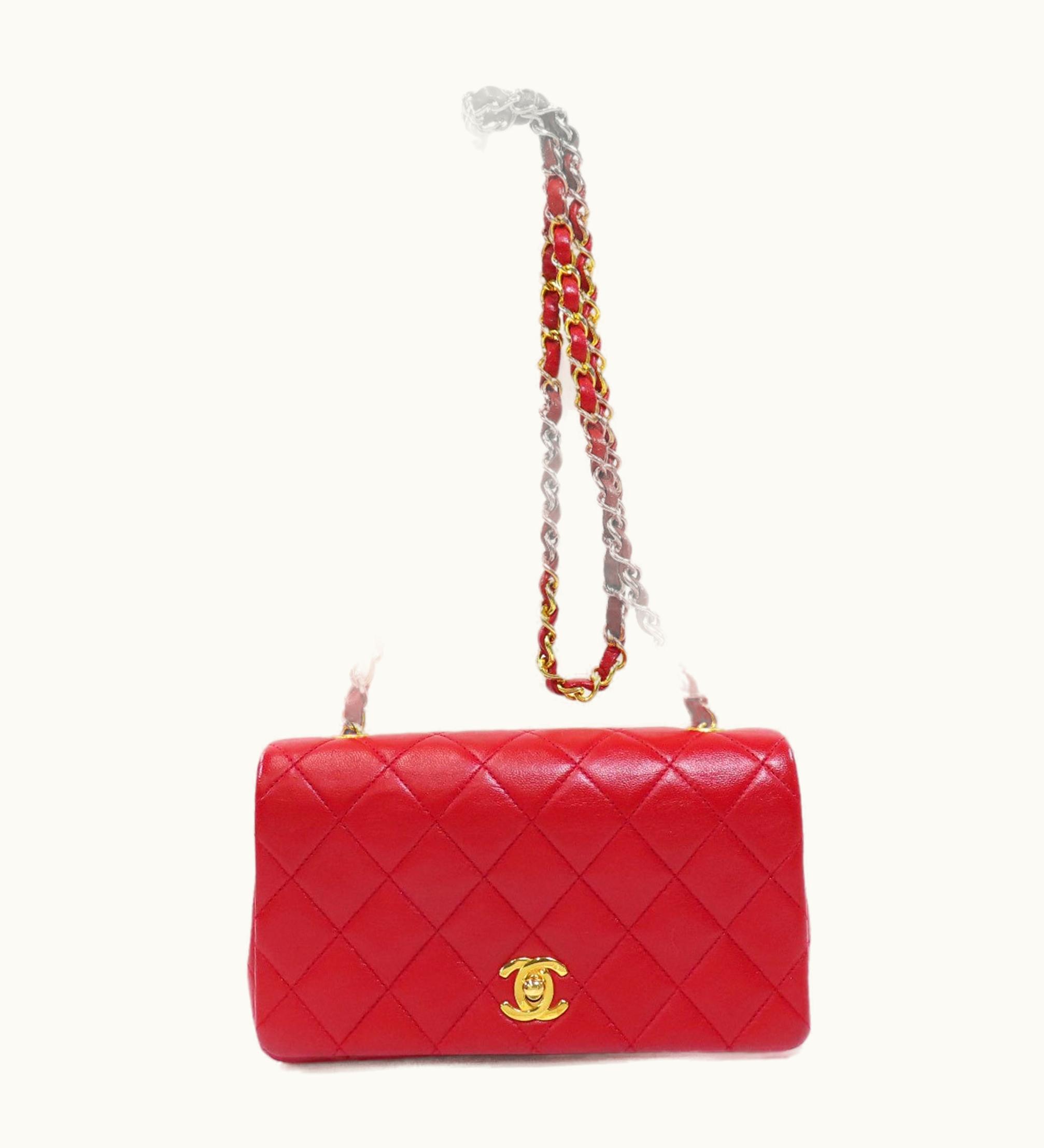 Chanel Chanel Matelasse Shoulder Bag Red Lambskin