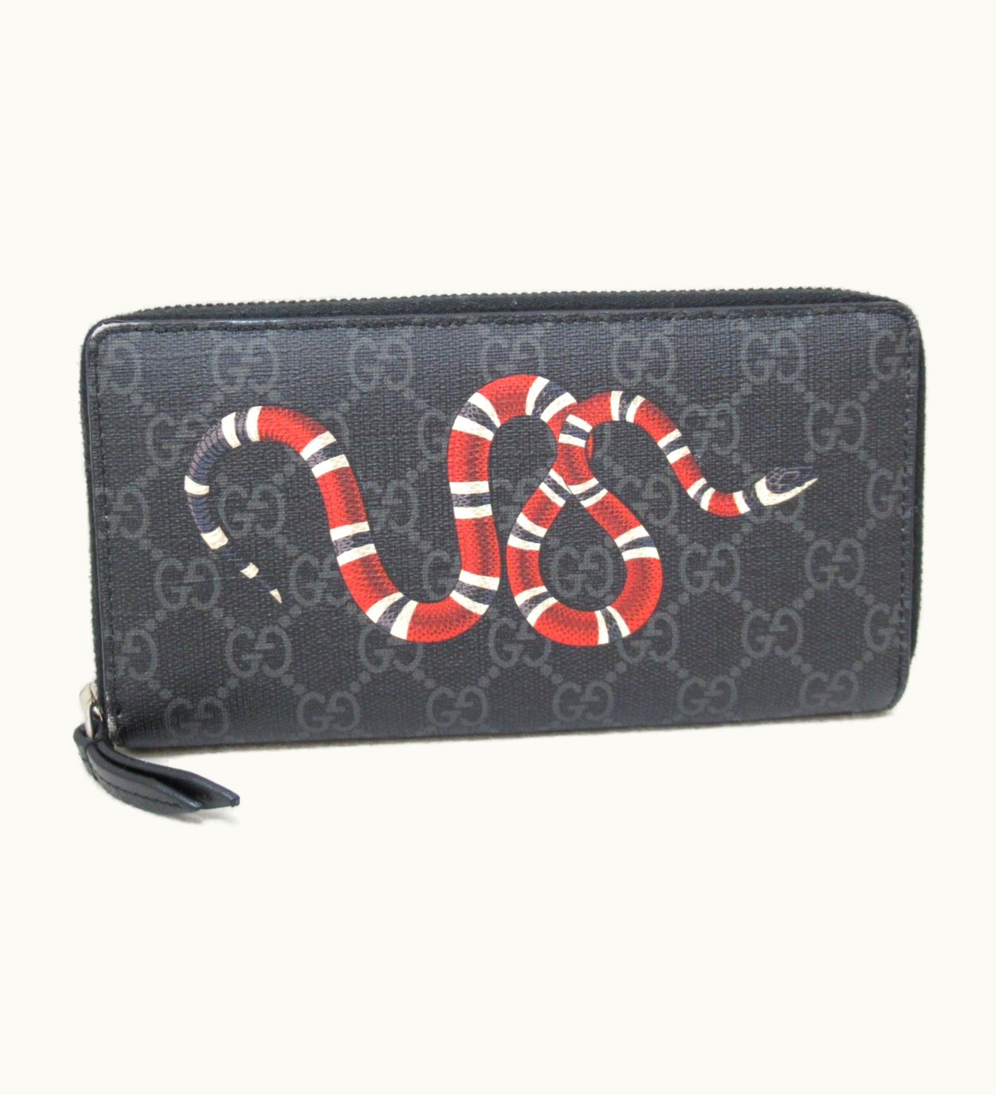 Gucci Gucci Round Long Wallet Black Pvc Coated Canvas 451273